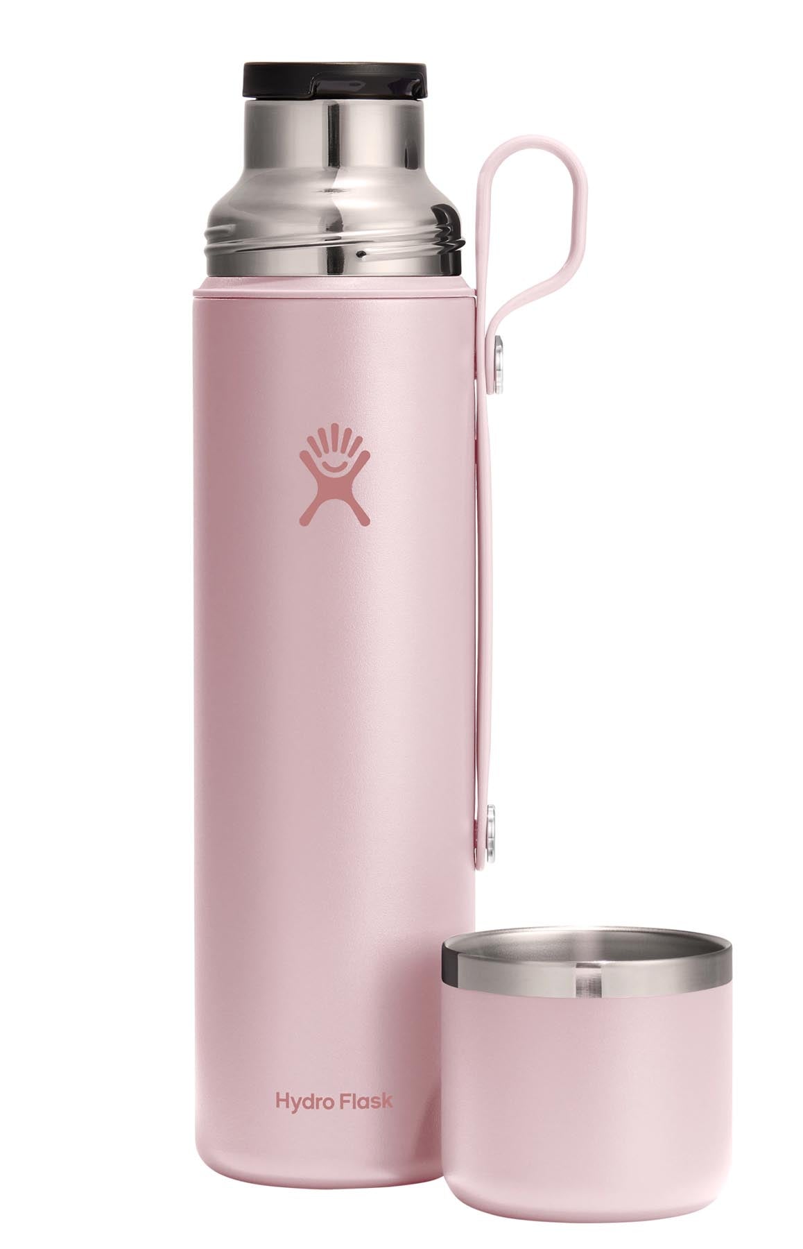 Stylische Thermosflasche Hot Flask & Cup in Trillium-Rot von Hydro Flask, ideal für heiße Getränke und unterwegs.