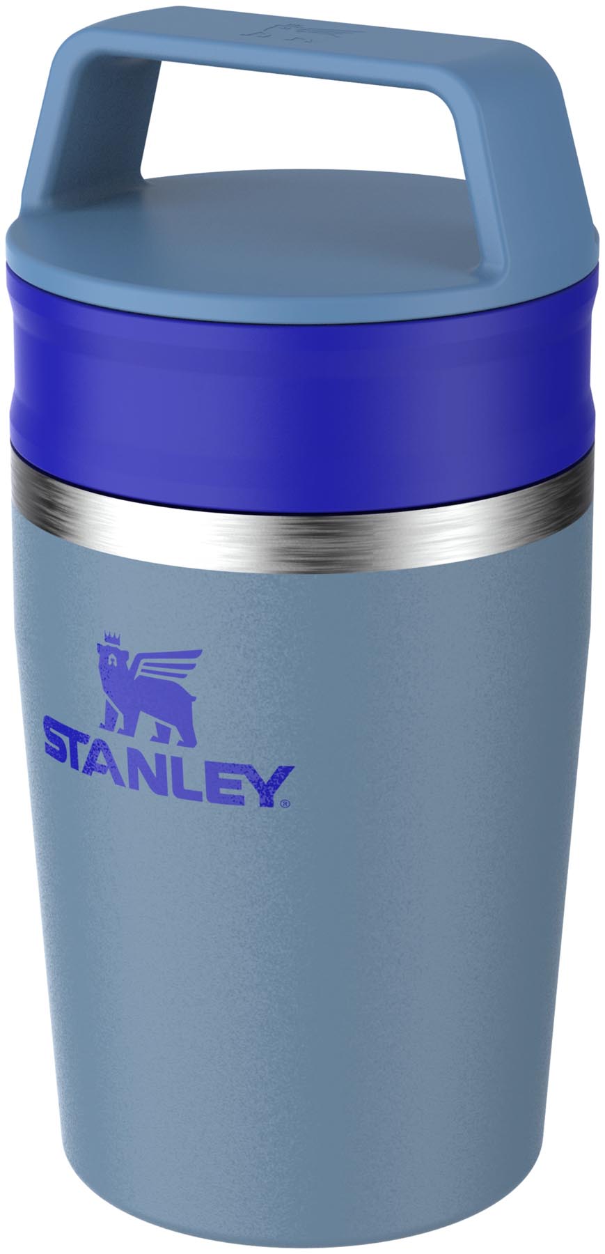 Eleganter blauer Stanley Travel Mug mit 0.23l, perfekt für Kaffee unterwegs, bietet eine praktische und stilvolle Lösung für Kaffeeliebhaber.