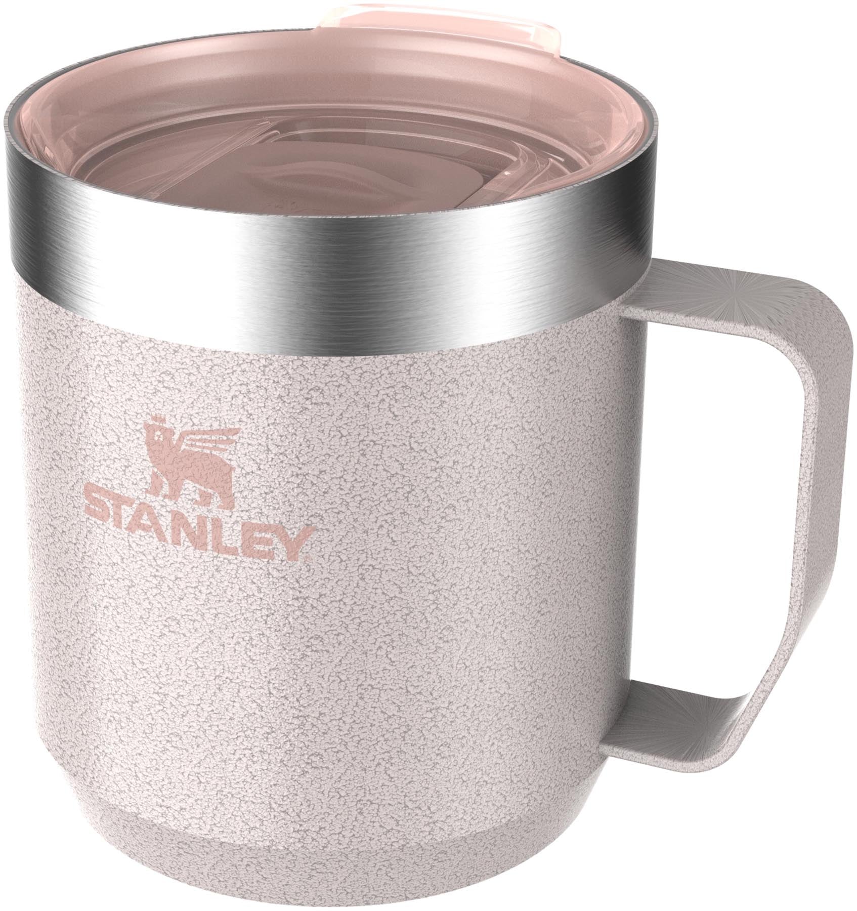 Eleganter Everyday Camp Mug in Hammertone Rose Quartz, ideal für Outdoor-Aktivitäten. Hält Getränke warm oder kalt, aus strapazierfähigem Material.
