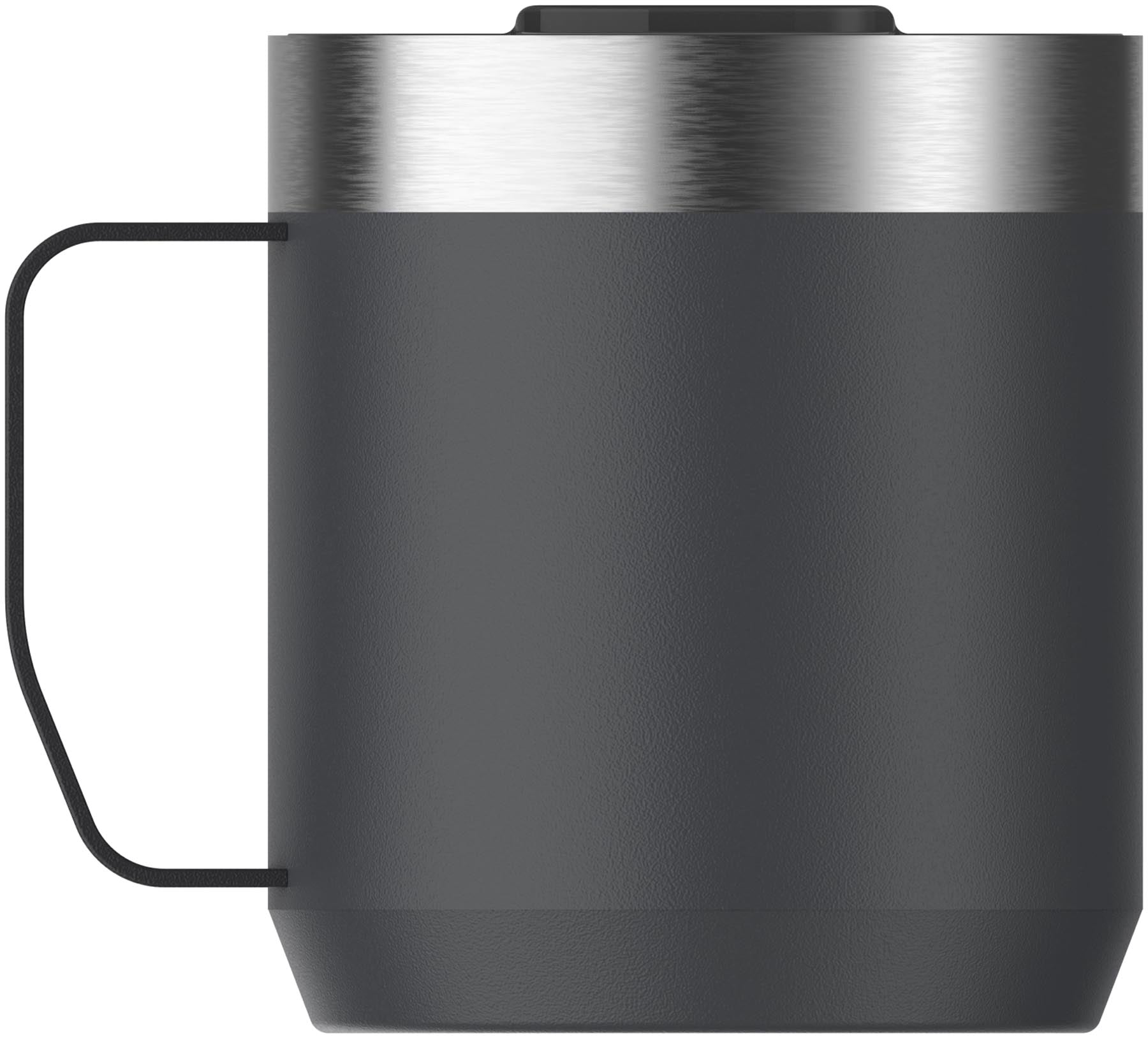 Schwarzer Everyday Camp Mug 0.35l von Stanley, ideal für unterwegs, mit robustem Design und praktischem Henkel für den täglichen Gebrauch.