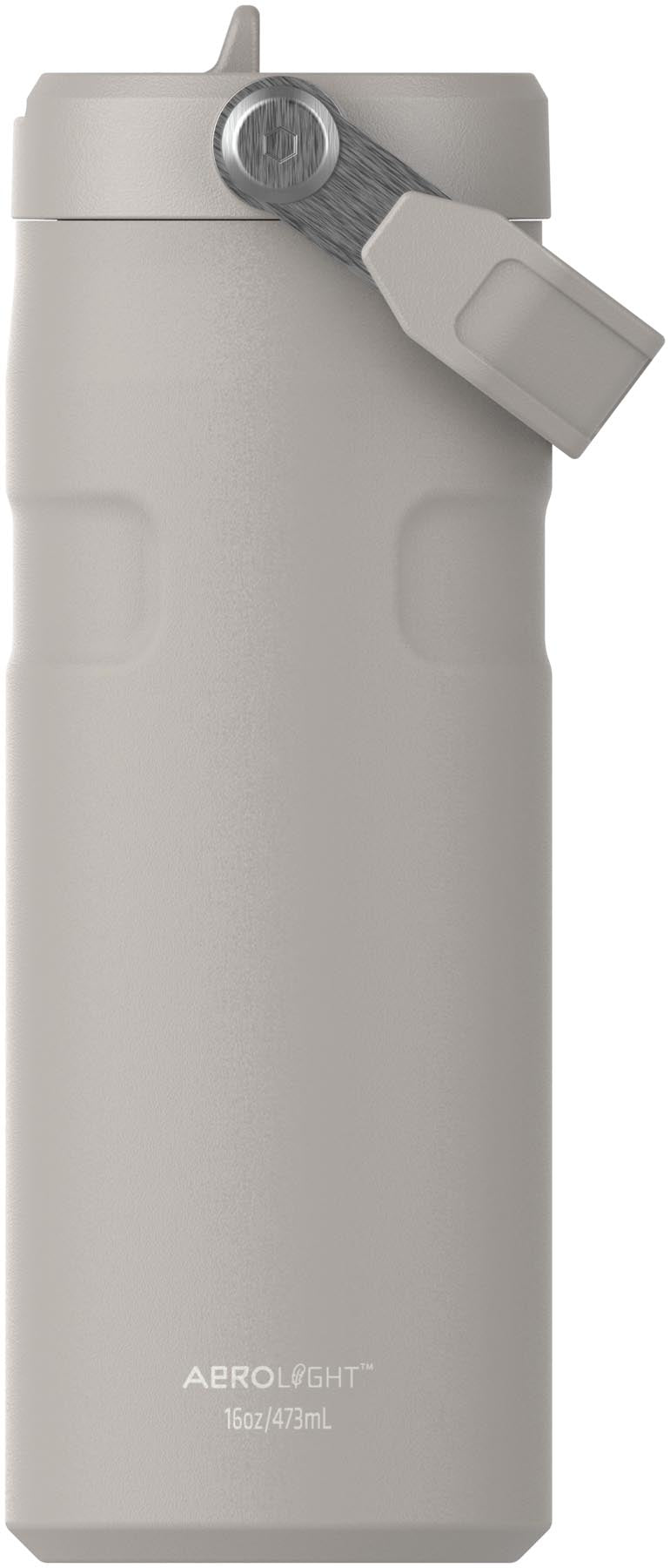 Stylische Stanley Thermosflasche in Grau mit Flip Straw, ideal für unterwegs. Perfekte Größe von 0.47l für erfrischende Getränke.