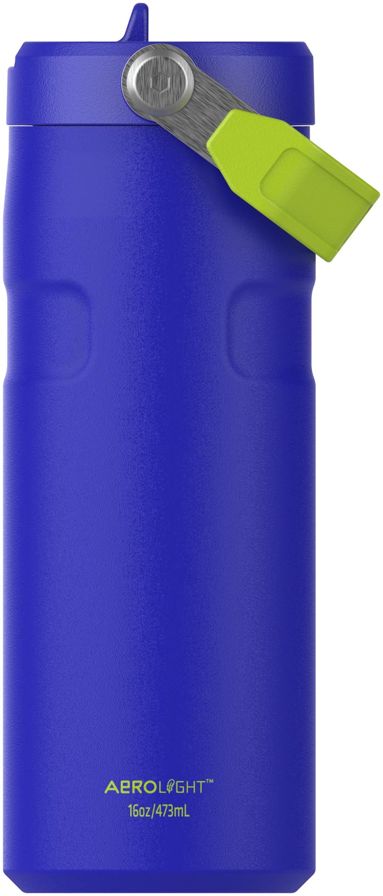 Stylische Stanley Thermosflasche IceFlow Flip Straw in cobalt chartreuse, 0.47l, ideal für unterwegs und hält Getränke lange kühl.