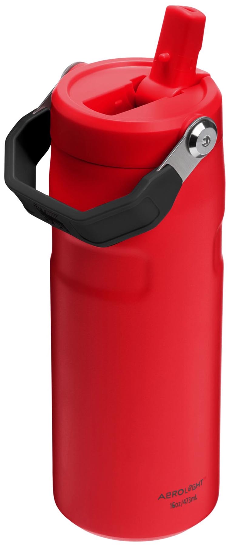 Stylische Stanley Thermosflasche IceFlow Flip Straw in Chili Black, 0.47l, ideal für unterwegs und hält Getränke lange kühl.