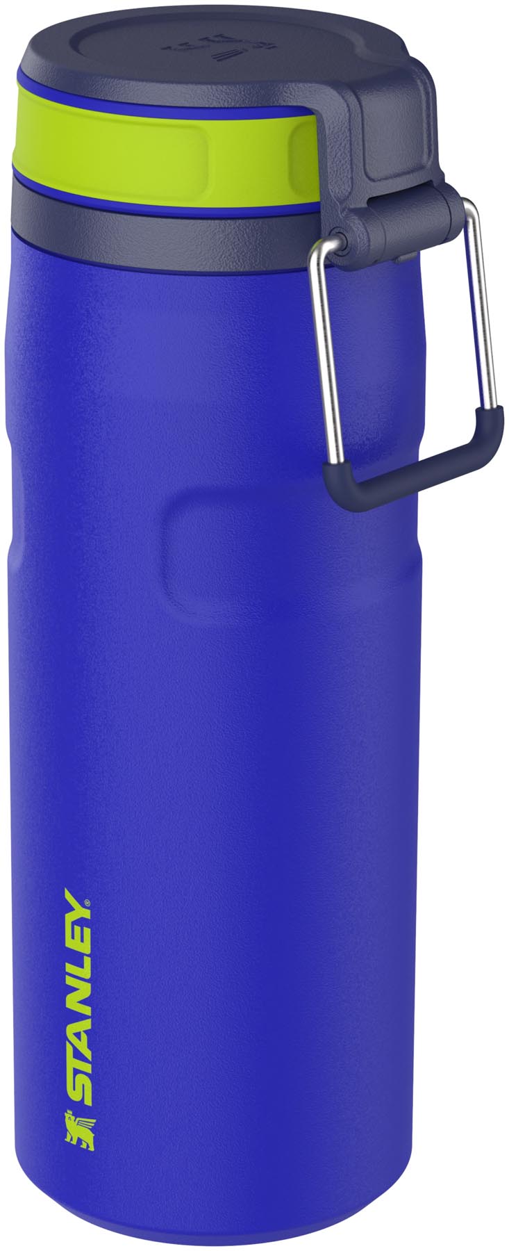 Moderne Stanley IceFlow Twist Flip Flasche in cobalt chartreuse, 0.47l, perfekt für erfrischende Getränke und aktive Lebensstile.