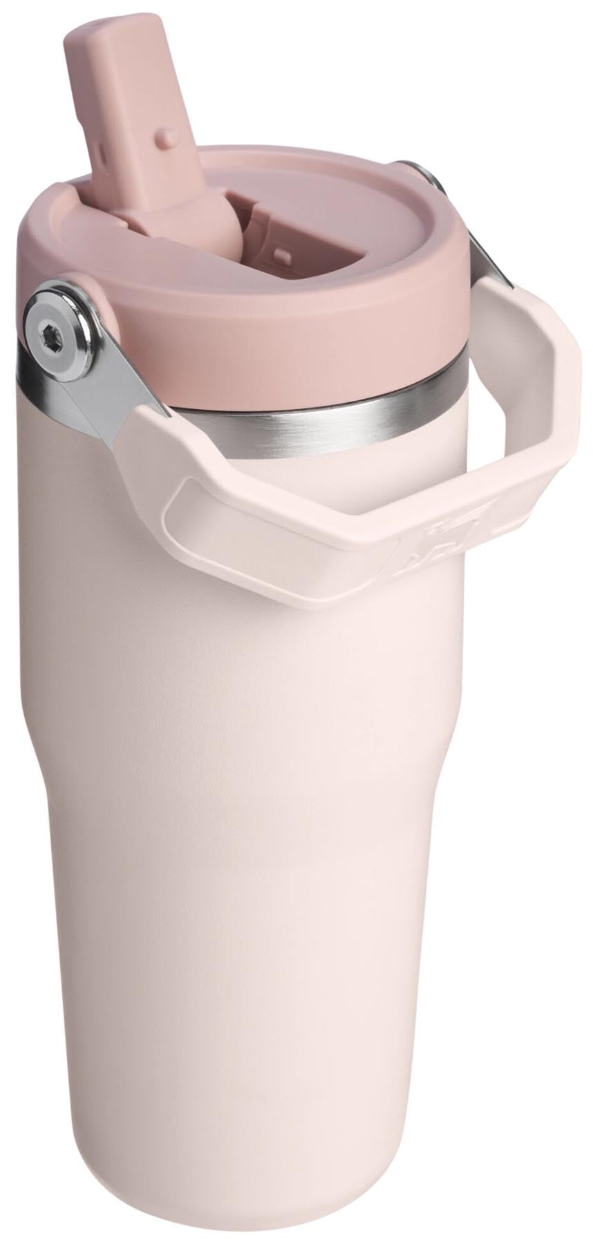 Stylischer IceFlow Flip Straw Becher in zartem Rose Quartz, ideal für kalte Getränke. Hochwertige Thermosflasche von Stanley, 0.41l.