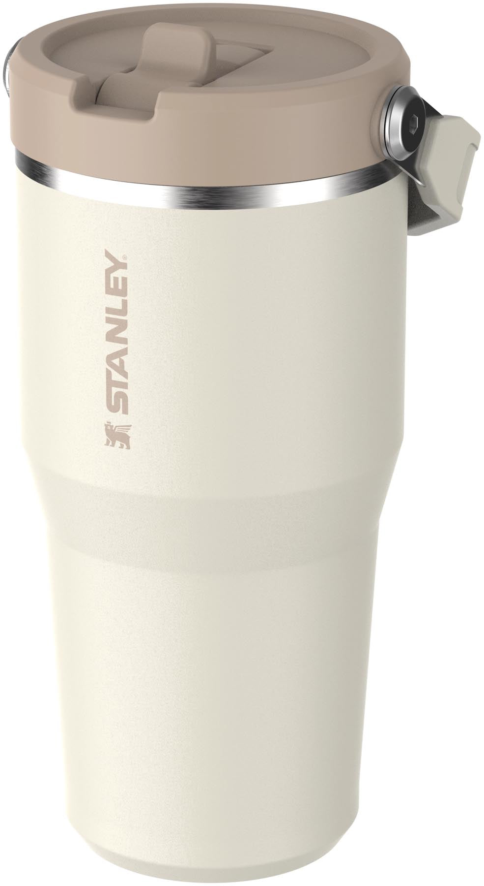 Eleganter Stanley Becher in Creme mit Flip Straw, perfekt für erfrischende Getränke unterwegs. Fassungsvermögen: 0,6 Liter.