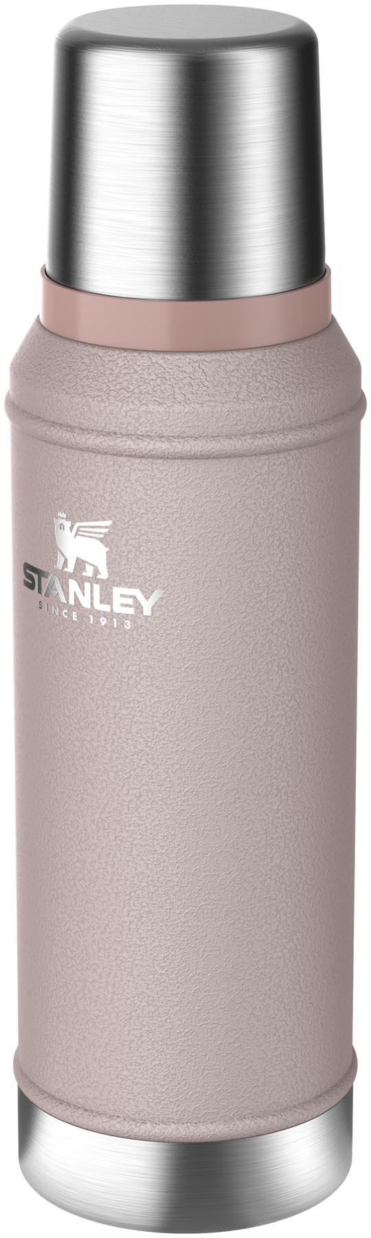 Stylische Stanley Thermosflasche in Hammertone Rose Quartz, 0.94l, für alle Abenteuer, hält Getränke lange warm oder kühl.