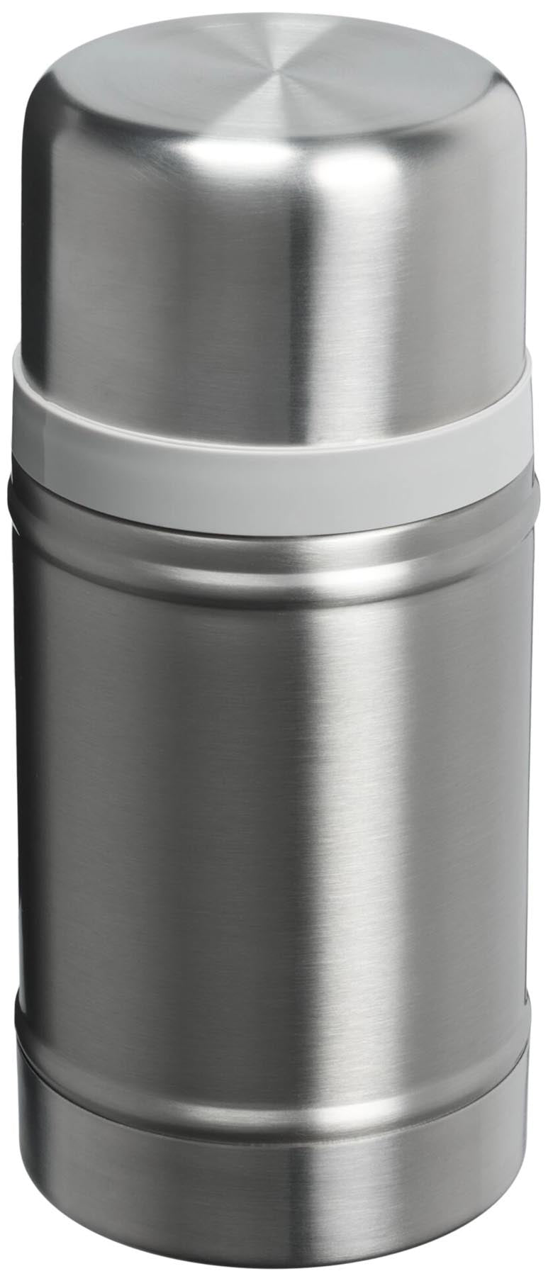 Eleganter Stanley Food Jar aus Edelstahl in Ash-Grau, ideal für warme und kalte Speisen, perfekt für unterwegs.