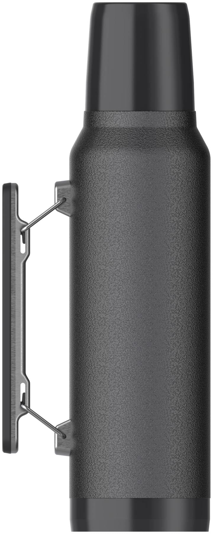 Stylische Stanley Thermosflasche in Hammertone Schwarz, 1.4l, ideal für unterwegs und hält Getränke lange warm oder kalt.