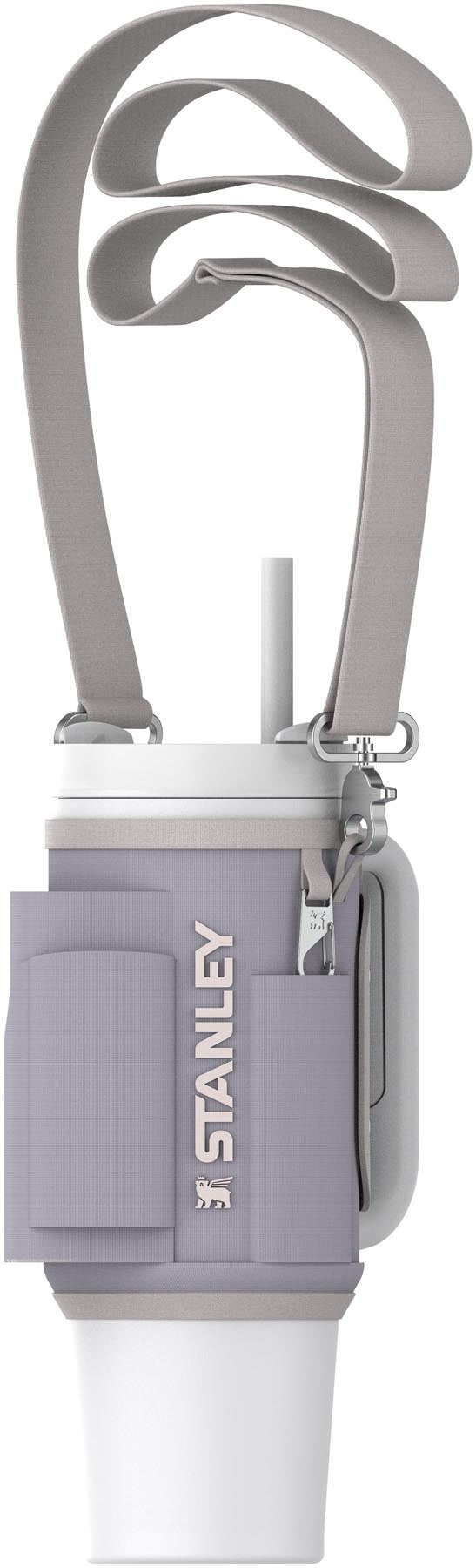 Moderne lila Thermosflasche von Stanley mit 0,89 l, ideal für lange Tage. Hält Getränke warm oder kalt und ist umweltbewusst.