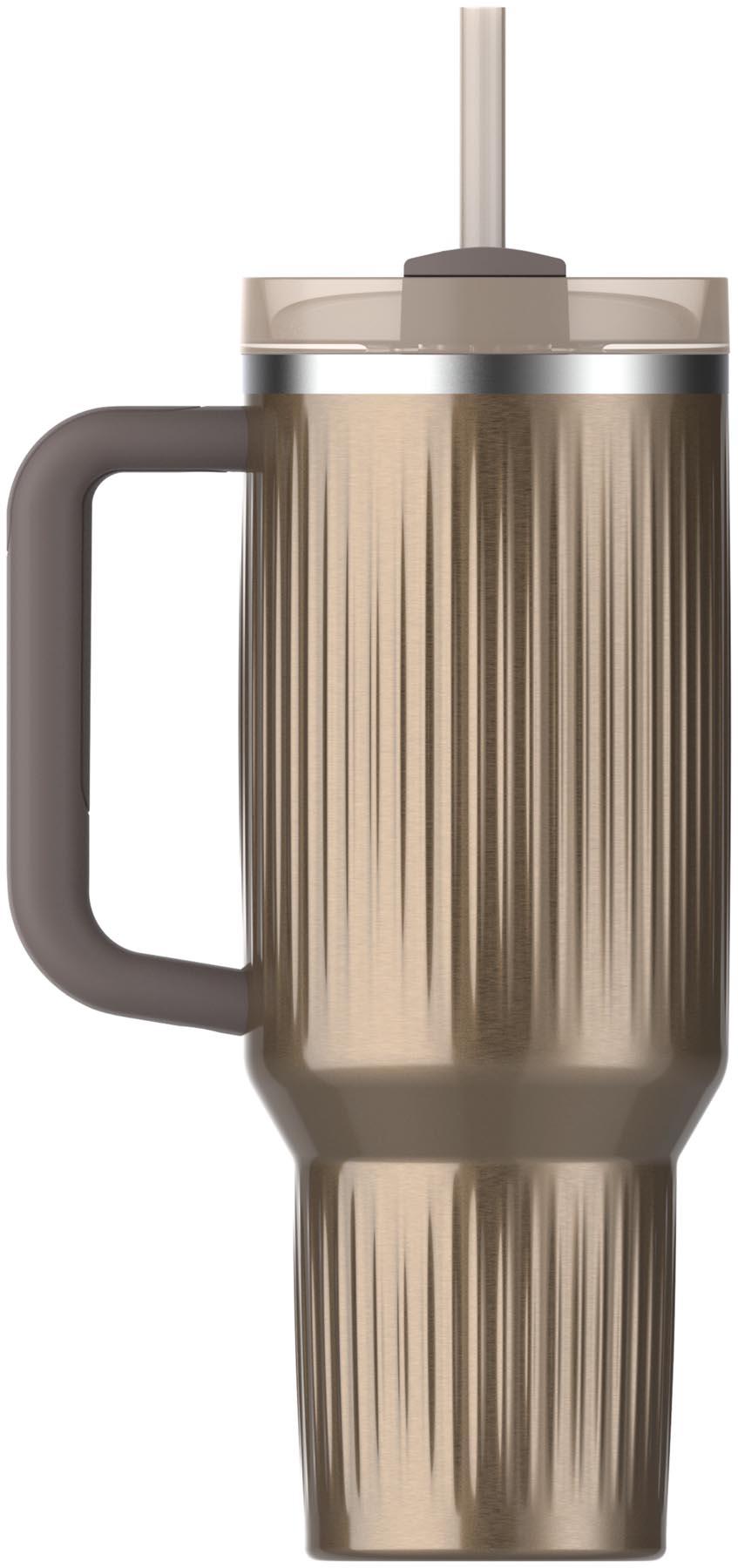 Elegante Thermosflasche in schimmerndem Gold, ideal für unterwegs. Hochwertige Stanley-Qualität für stilvolle Hydration.