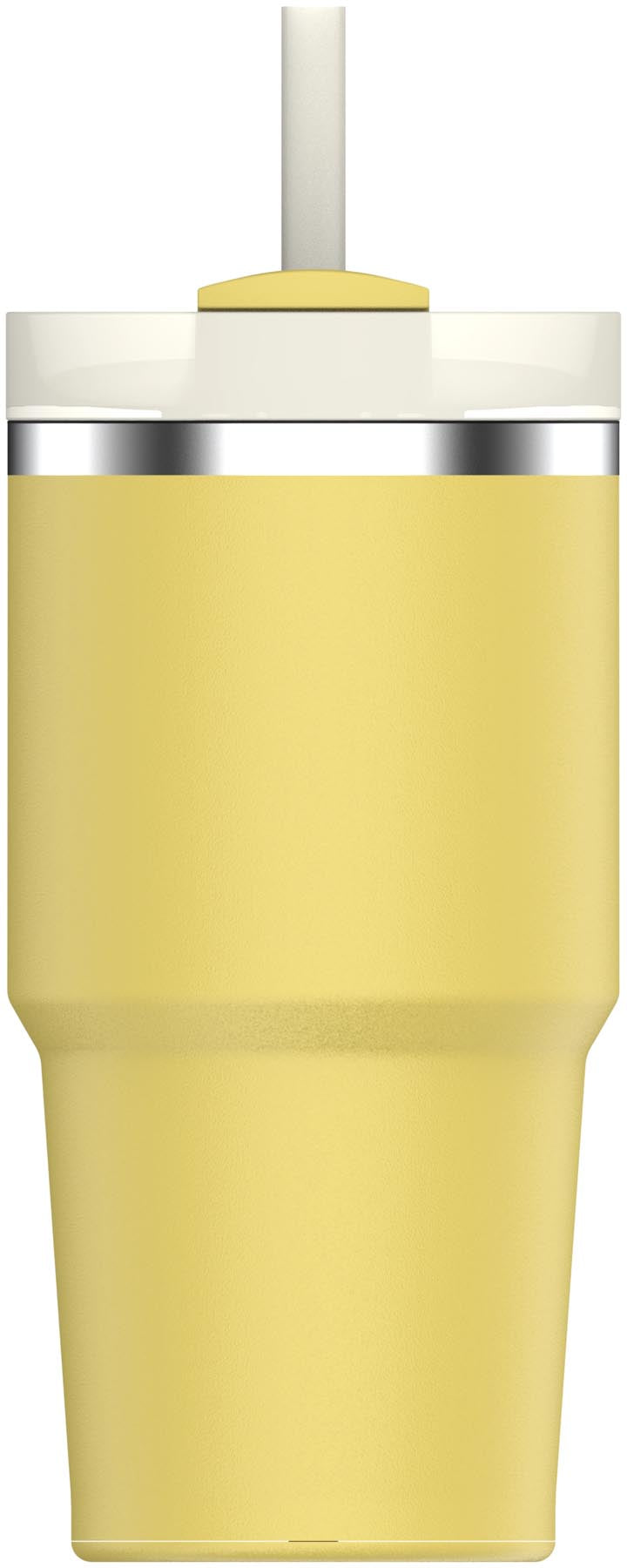 Stylische Thermosflasche Quencher FlowState 0.6l in leuchtendem Daffodil-Gelb von Stanley, ideal für unterwegs und umweltfreundlich.