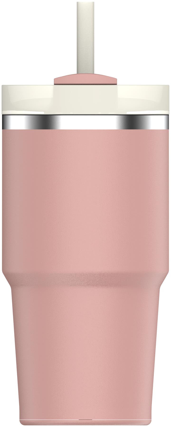 Stylische Thermosflasche Quencher FlowState 0.6l in sanftem Peach Rose von Stanley, ideal für unterwegs und umweltfreundlich.