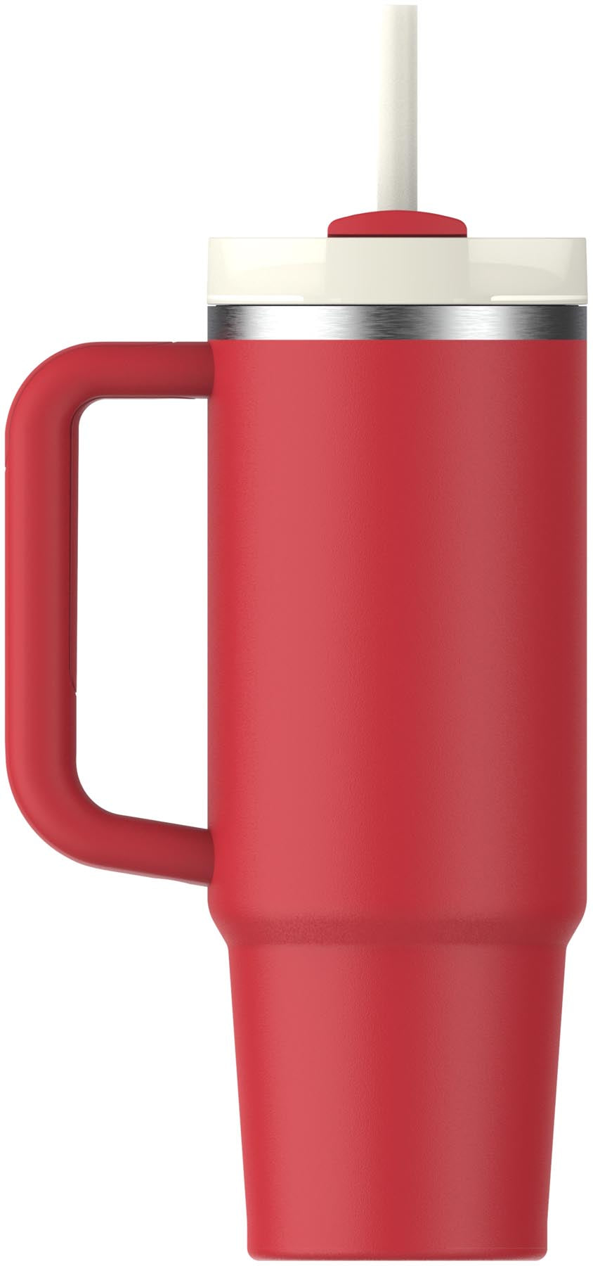 Stylische Thermosflasche Quencher FlowState 0.89l in Chili Rot von Stanley, ideal für unterwegs und hält Getränke lange warm oder kalt.