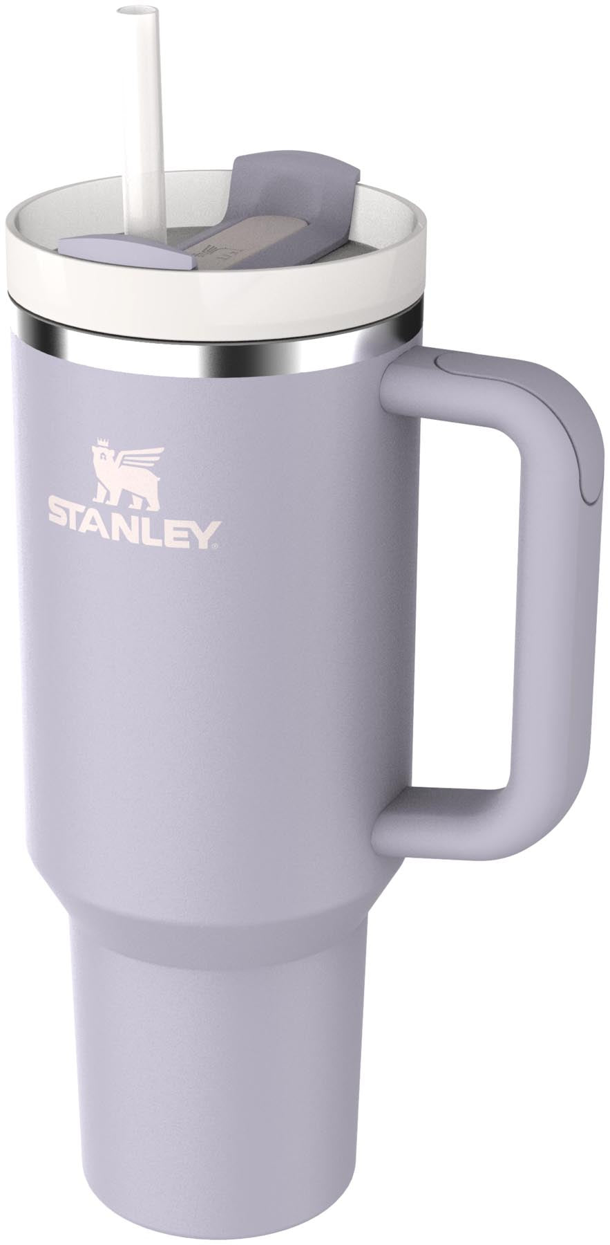 Moderne Stanley Quencher FlowState 1.18l in lila, perfekt für aktive Lebensstile, bietet hervorragende Isolierung für heiße und kalte Getränke.