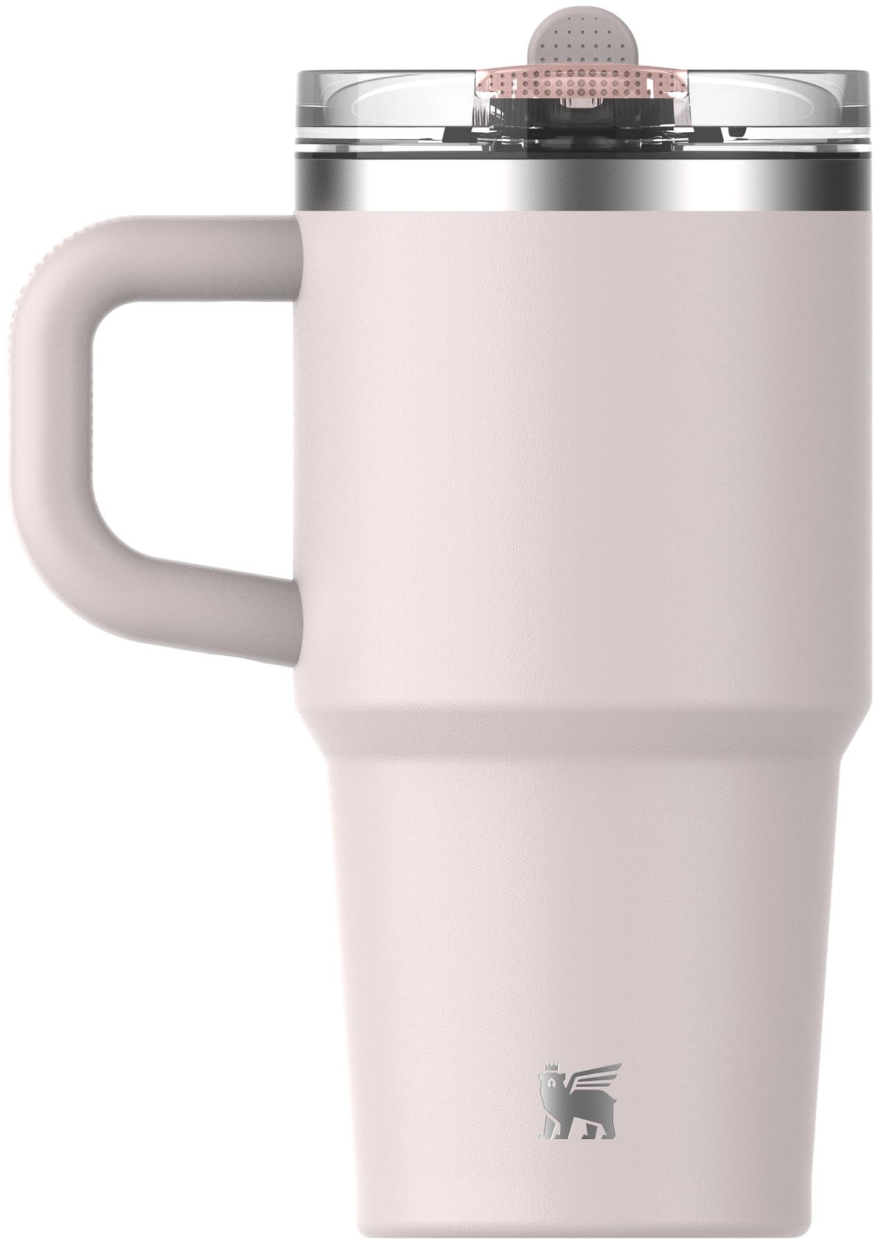 Stylische Thermosflasche Quencher ProTour mit Flip Straw in zartem Rose Quartz von Stanley, ideal für unterwegs und im Alltag.