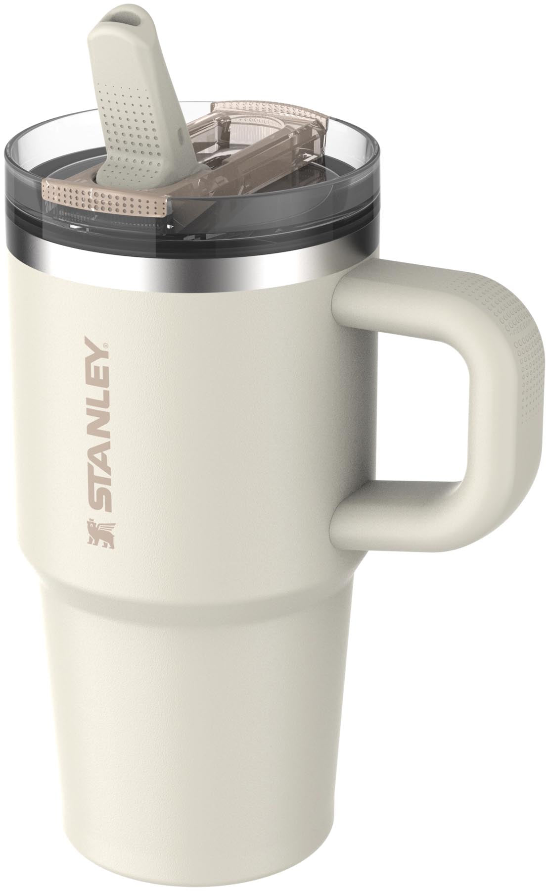 Stylische Stanley Quencher ProTour Flip Straw Thermosflasche in sanftem Creme, 0.59l, perfekt für kalte Getränke und Outdoor-Aktivitäten.