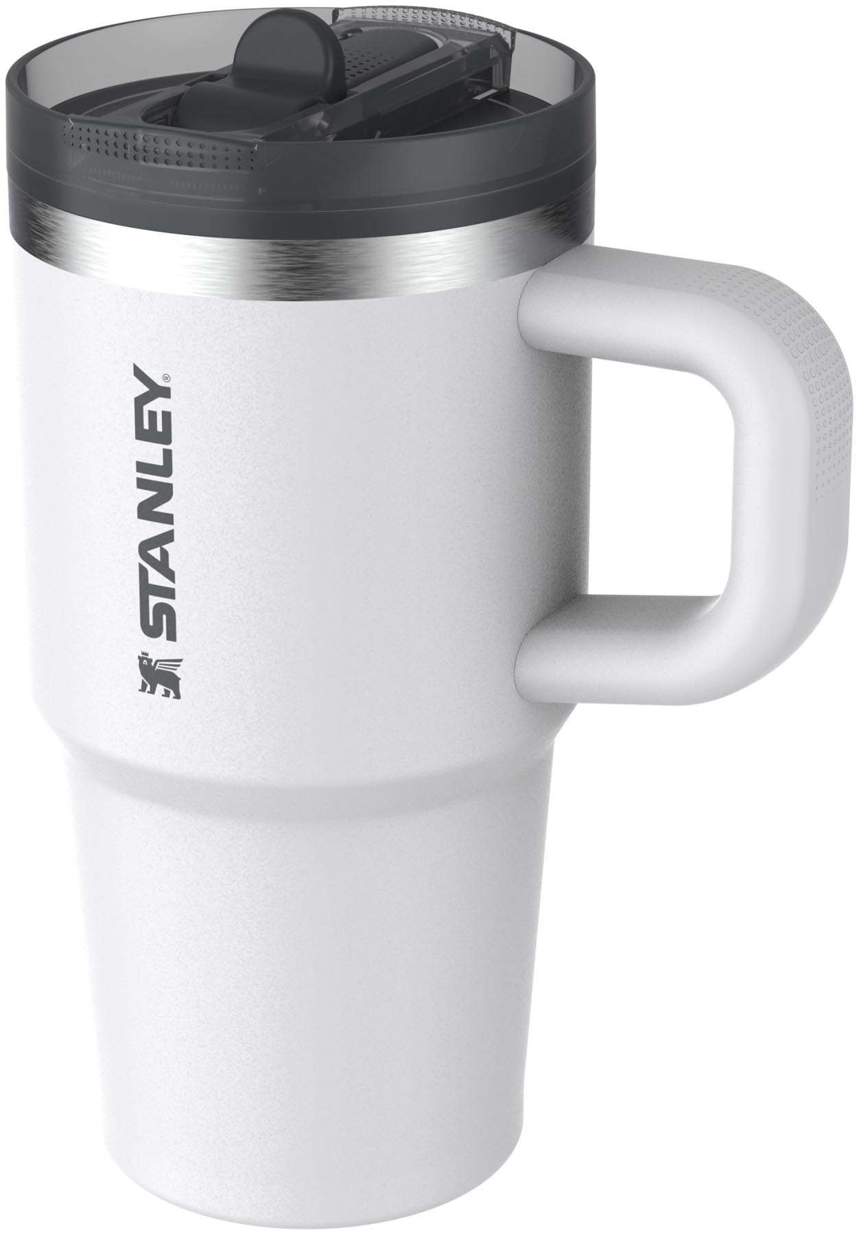 Moderne Stanley Thermosflasche Quencher ProTour mit Flip Straw in elegantem Chalk-Weiß, perfekt für kalte Getränke und unterwegs.