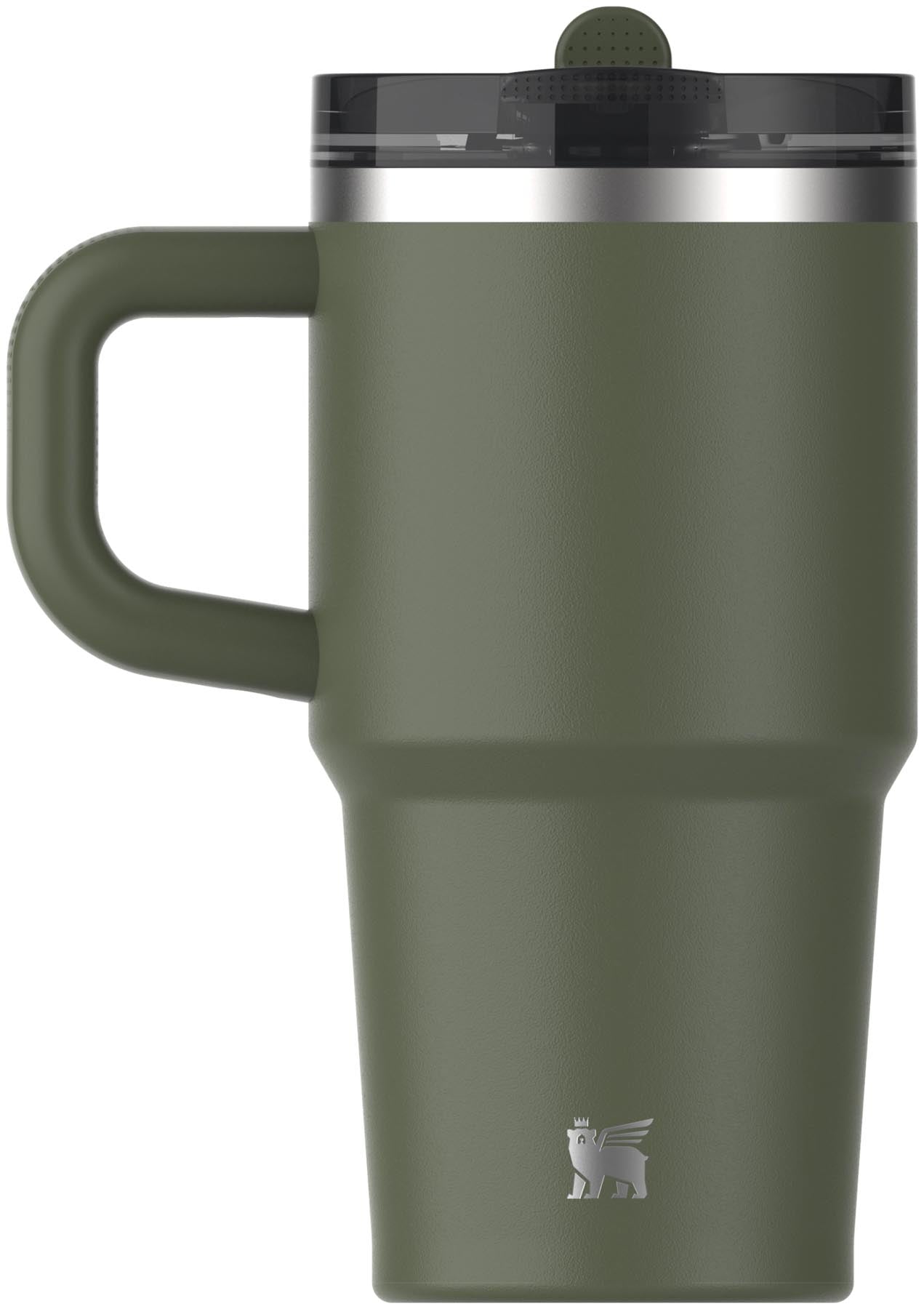 Stylische Thermosflasche Quencher ProTour mit Flip Straw in der Farbe dried pine von Stanley, ideal für unterwegs und umweltfreundlich.