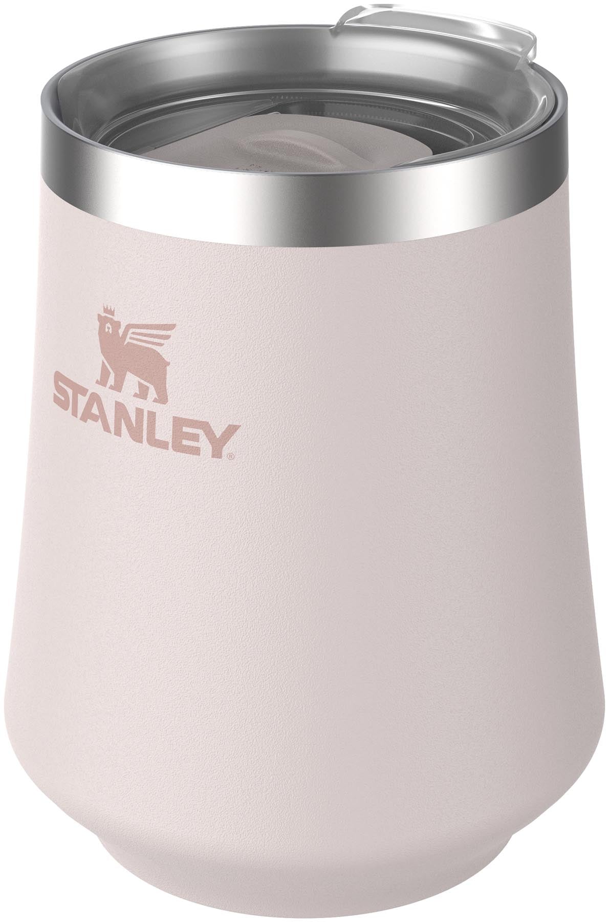 Stylischer Weinbecher in sanftem Roségold, perfekt für unterwegs. Hält Getränke lange kühl und ist ideal für entspannte Momente.
