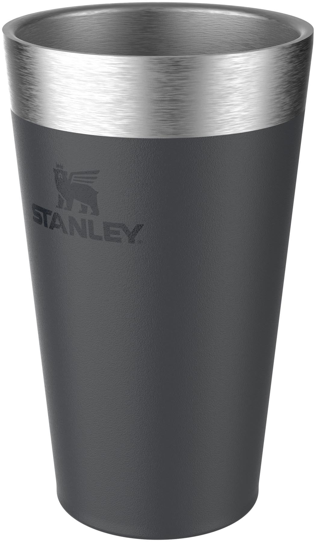 Schwarzer Stacking Tumbler 0.47l von Stanley, perfekt für Reisen. Funktionales Design für komfortables Trinken und platzsparende Lagerung.