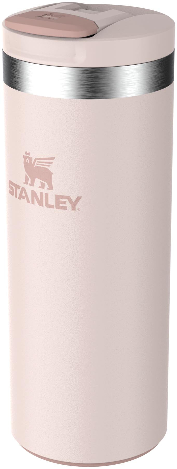 Eleganter Stanley Transit Fliptop Becher in sanftem Rose Quartz (0.35l) – ideal für alle, die ihre Getränke stilvoll und praktisch transportieren möchten.
