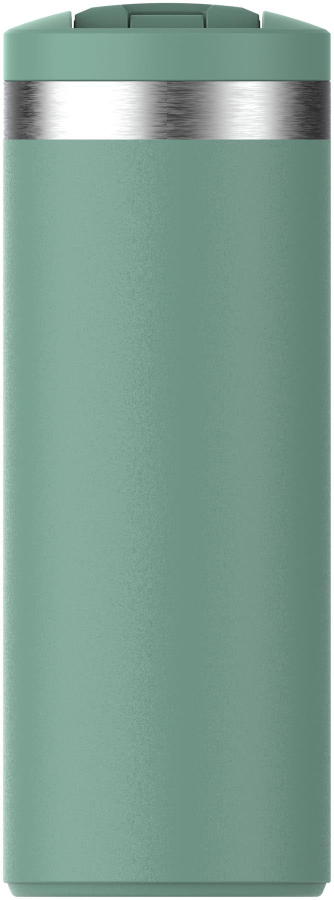 Stylischer Transit Fliptop Becher in frischem Frühlingsgrün, ideal für unterwegs. Hochwertige Thermosflasche von Stanley für heiße und kalte Getränke.