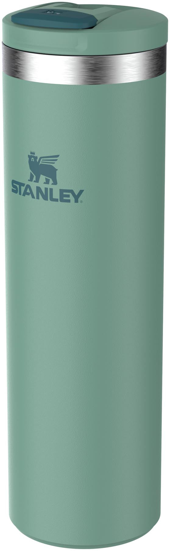Praktischer Stanley Transit Fliptop Becher (0.59l) in lebhaftem Frühlingsgrün – perfekt für heiße und kalte Getränke unterwegs.