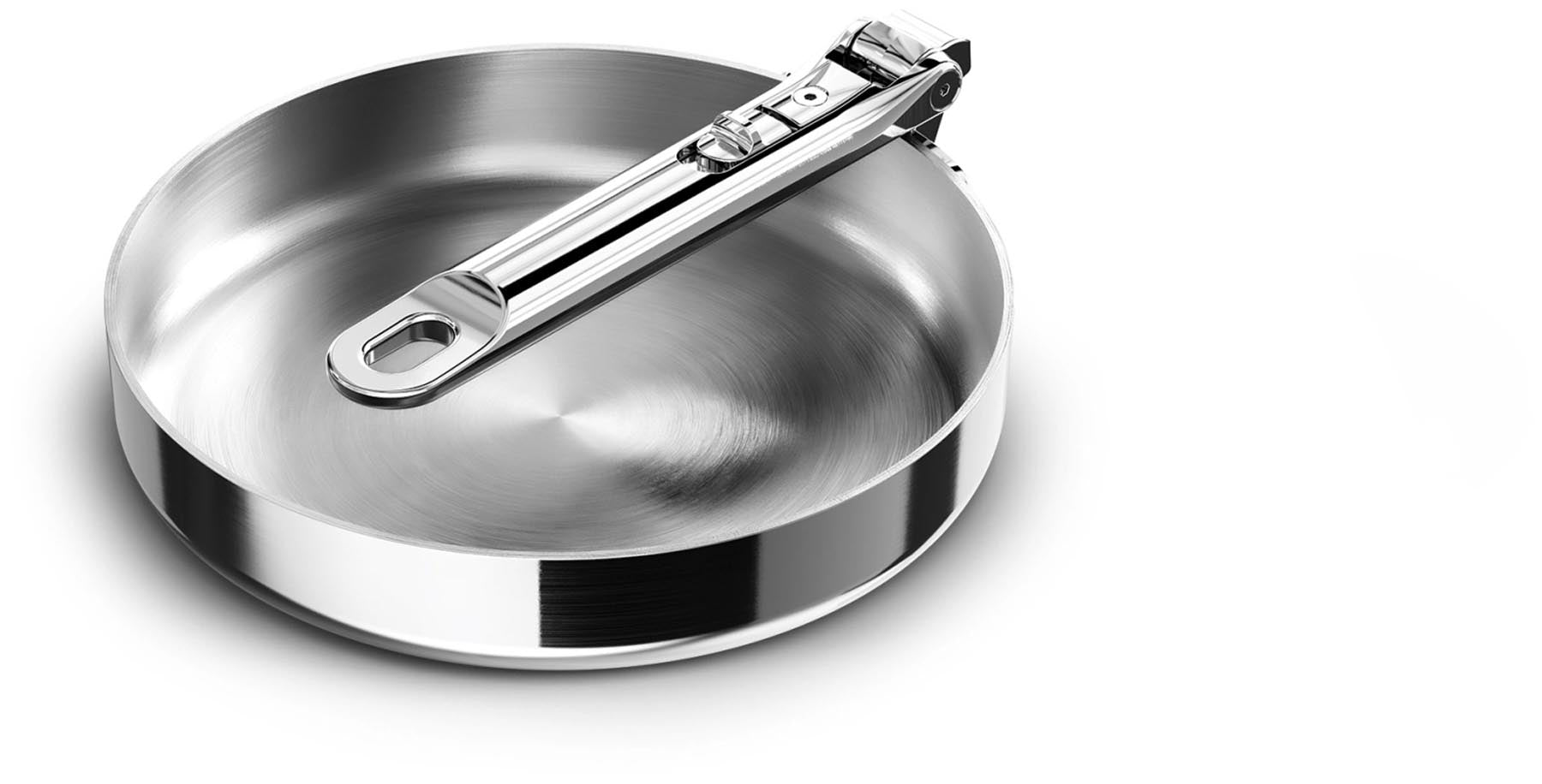 Space Steel Bratpfanne D20cm Edelstahl mit Klappgriff in Silber präsentiert im Onlineshop von KAQTU Design AG. Bratpfanne ist von Joseph Joseph