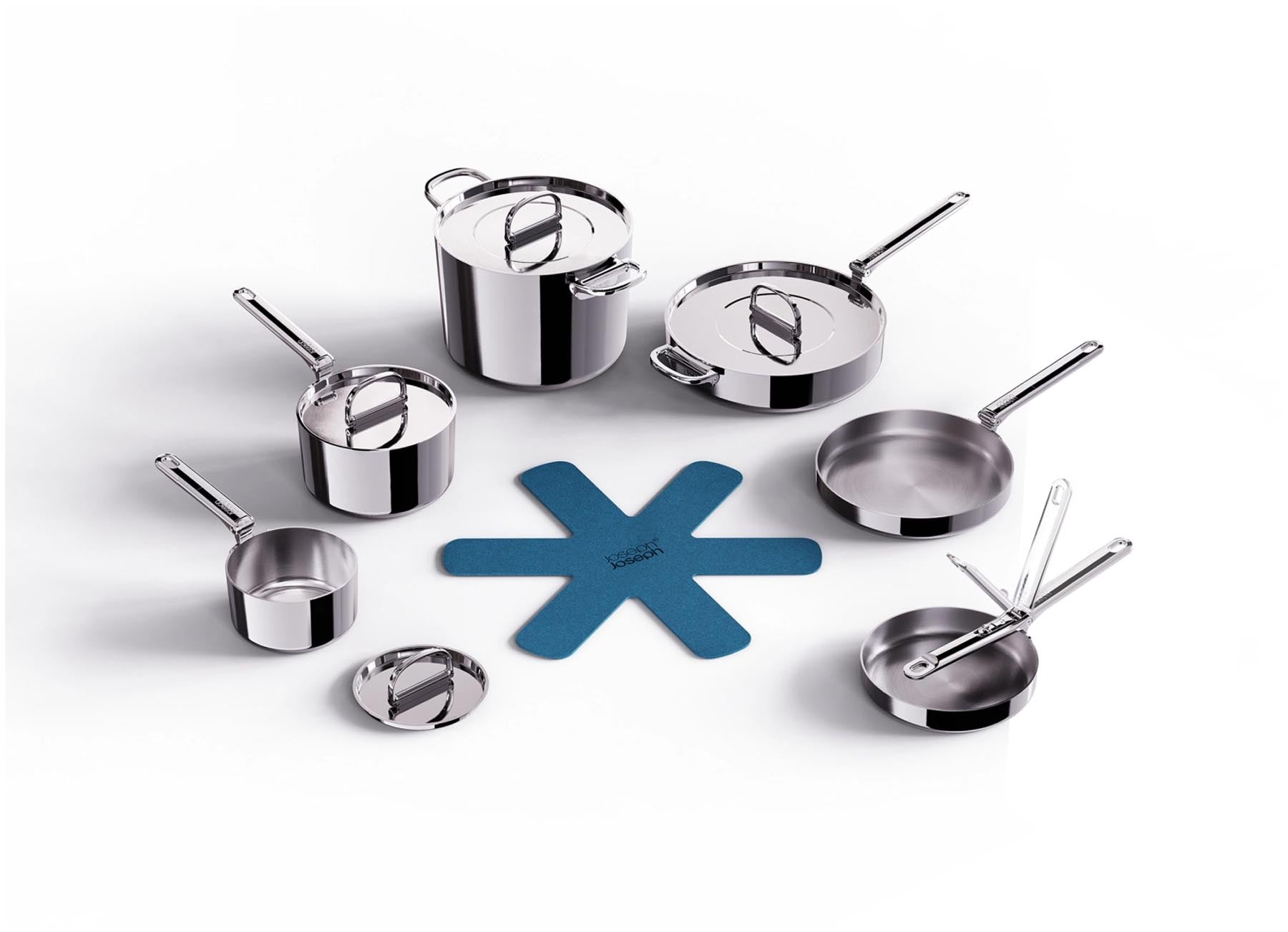 6er Set Space Steel Pfannenset Klappgr. 15+19+20+24+28+25cm in Silber präsentiert im Onlineshop von KAQTU Design AG. Bratpfanne ist von Joseph Joseph