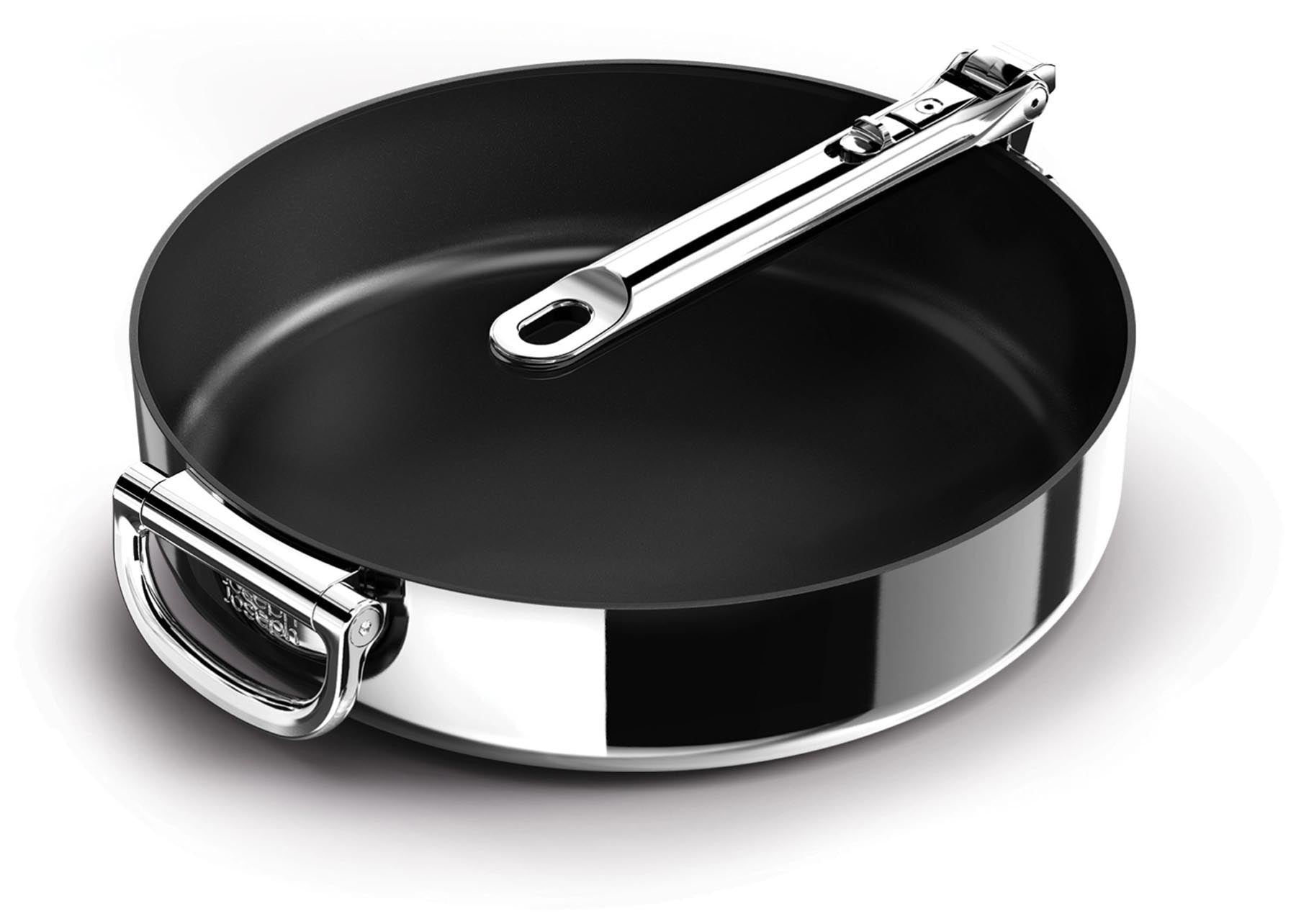 Space Steel Bratpfanne D28cm Edelstahl Klappgriff antihaft in Silber präsentiert im Onlineshop von KAQTU Design AG. Bratpfanne ist von Joseph Joseph