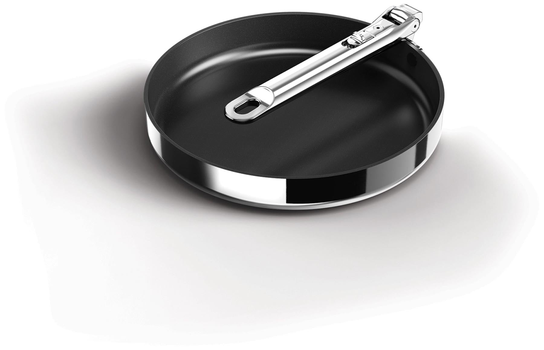 Space Steel Bratpfanne D24cm Edelstahl Klappgriff antihaft in Schwarz präsentiert im Onlineshop von KAQTU Design AG. Bratpfanne ist von Joseph Joseph