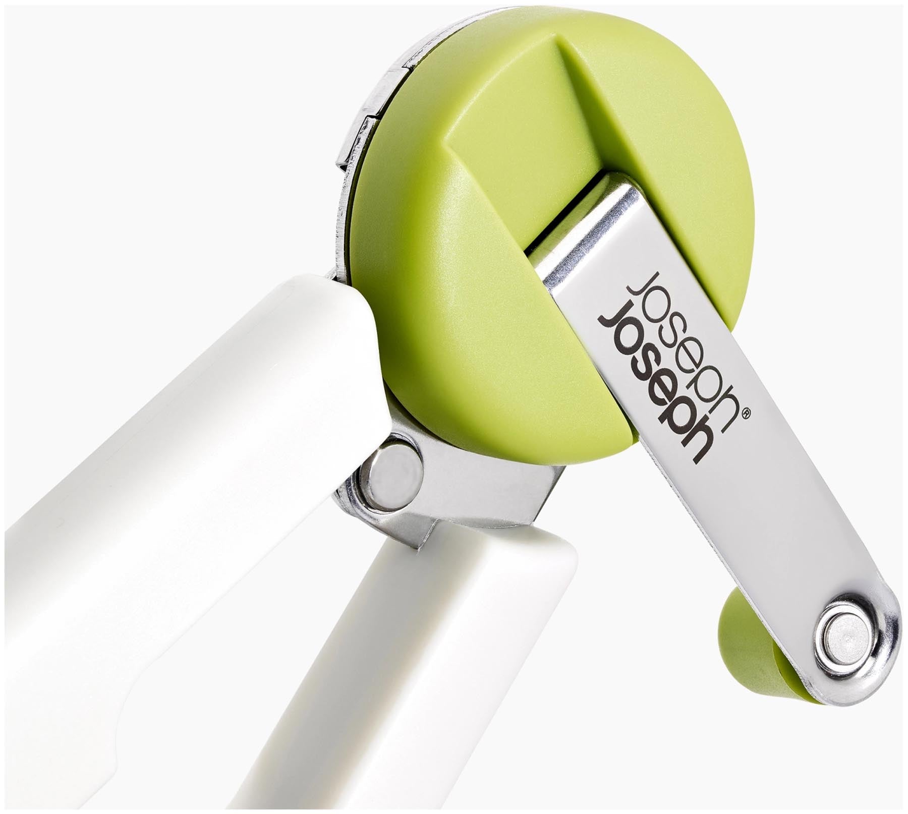 Praktischer, ergonomischer Dosenöffner in frischem Grün von Joseph Joseph, ideal für müheloses Öffnen von Dosen mit minimalem Aufwand.