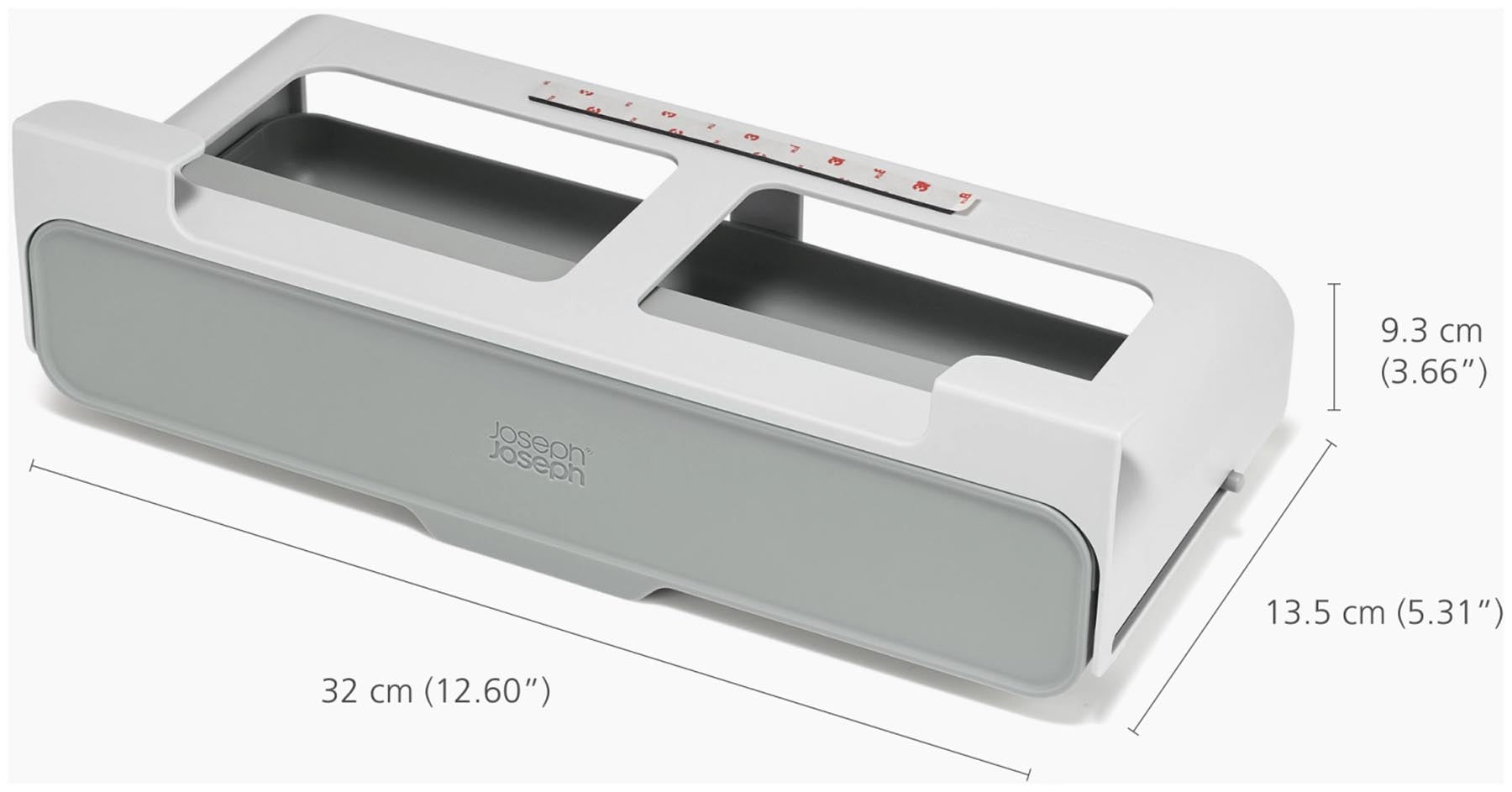 Praktisches Unterregal für Gewürze aus recyceltem Kunststoff in elegantem Grau, ideal zur optimalen Raumnutzung in Ihrer Küche.
