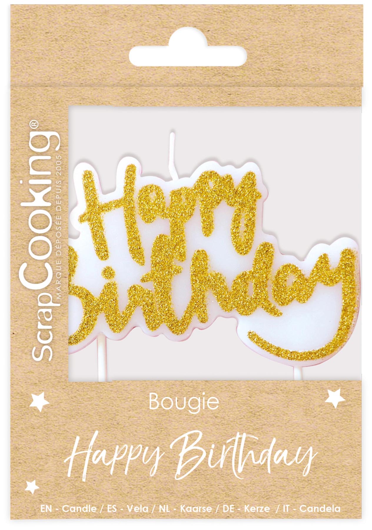 Kerze Happy Birthday gold in  präsentiert im Onlineshop von KAQTU Design AG. Kerzen ist von Scrap Cooking