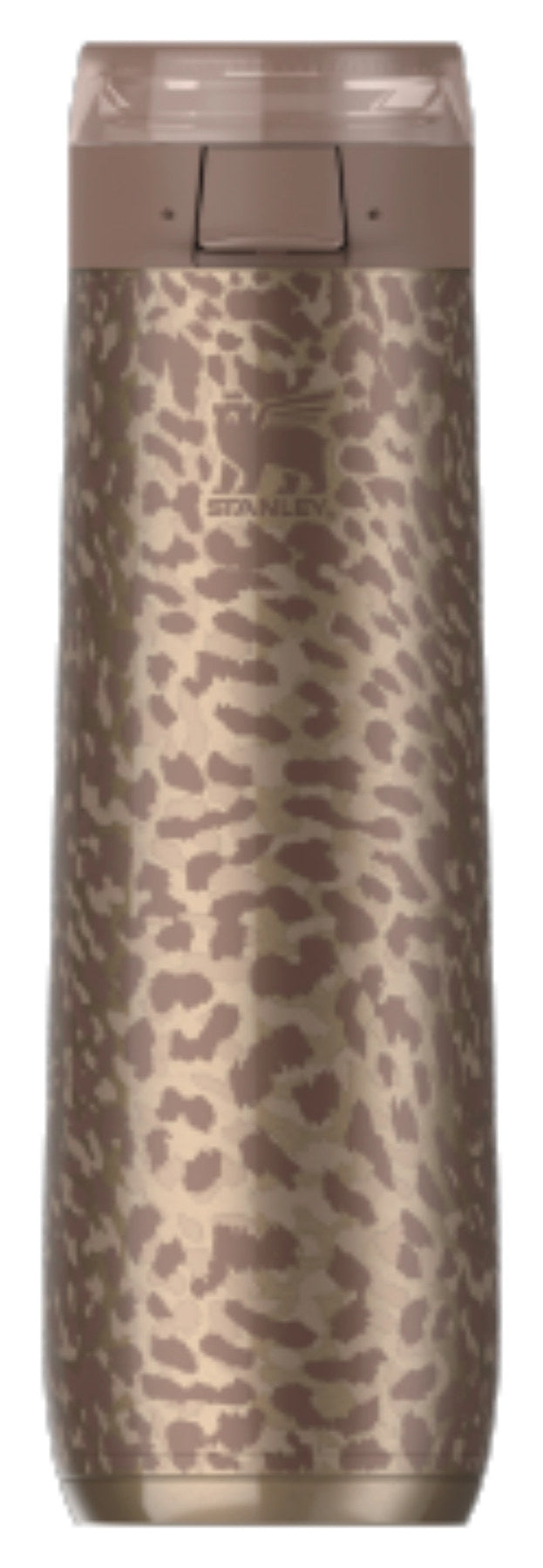 Mehrfarbige Thermosflasche von Stanley mit Leopardenmuster, hochformatige Form