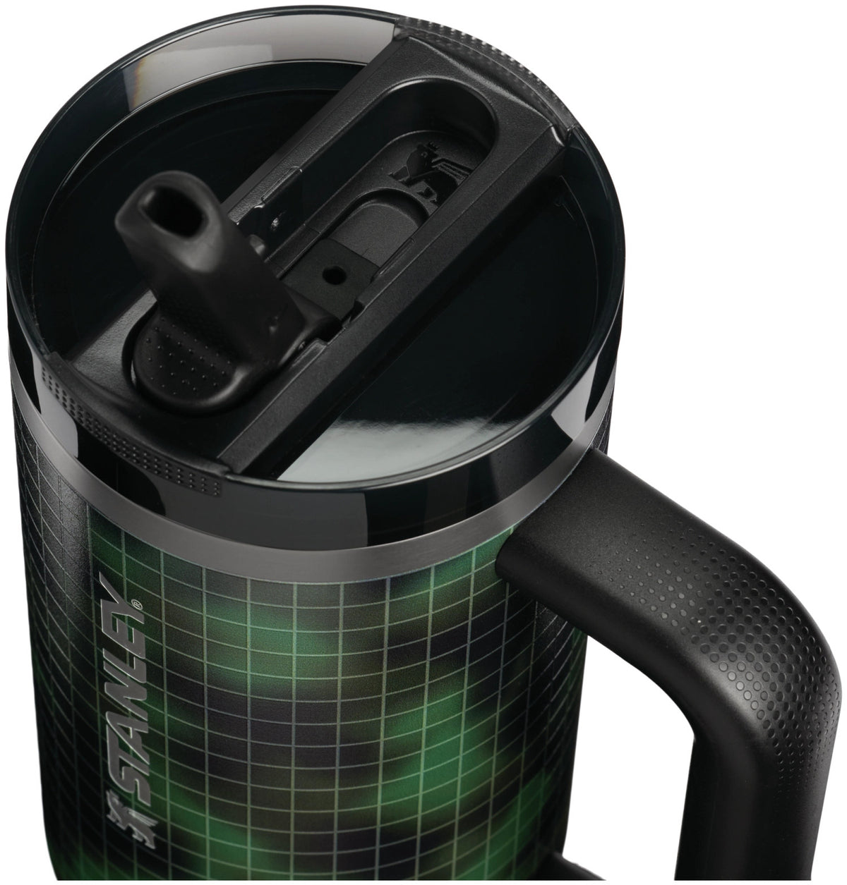 Grüne Thermosflasche Quencher ProTour Flip Straw von Stanley in der Farbe dried pine blur