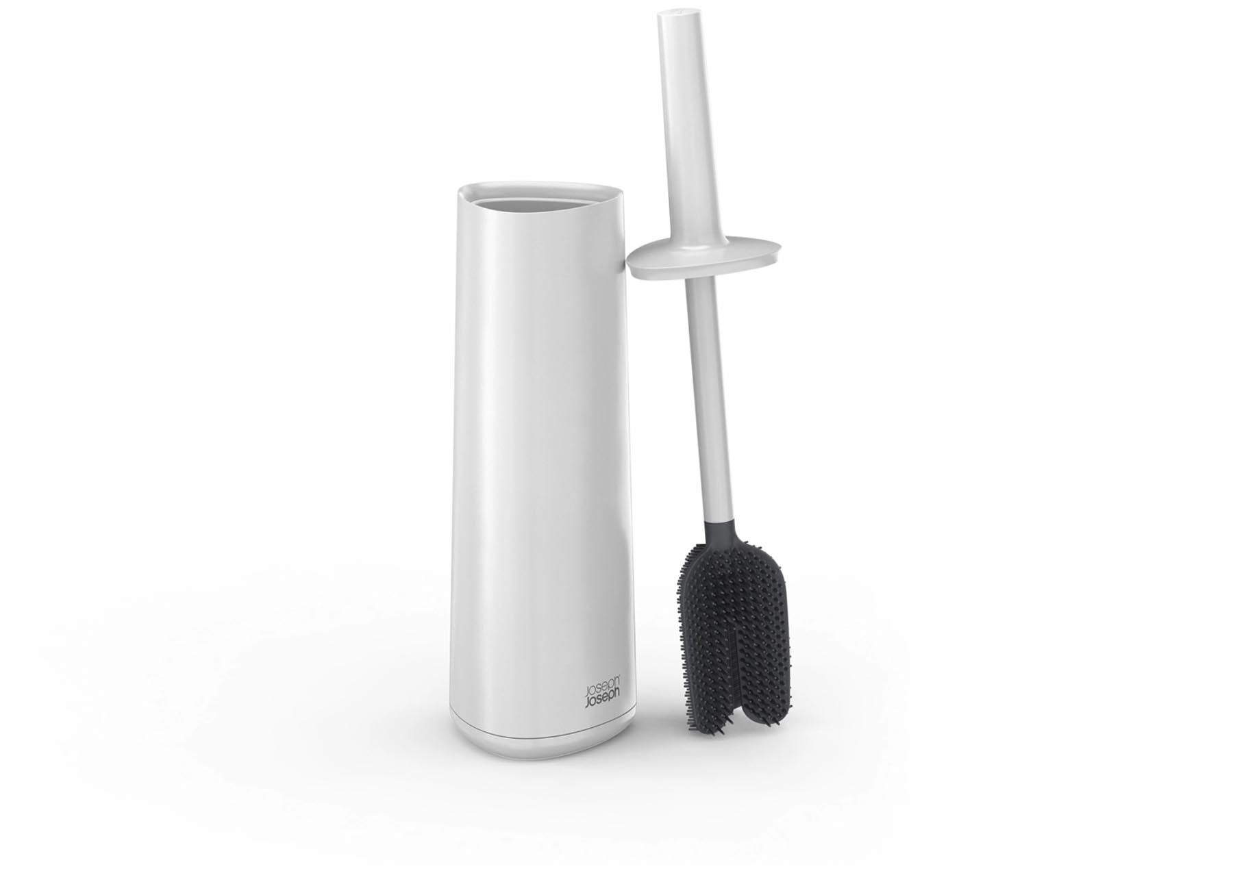 Elegante weiße Toilettenbürste Flex 360 von Joseph Joseph, ideal für effektive Reinigung und stilvolle Badezimmergestaltung.