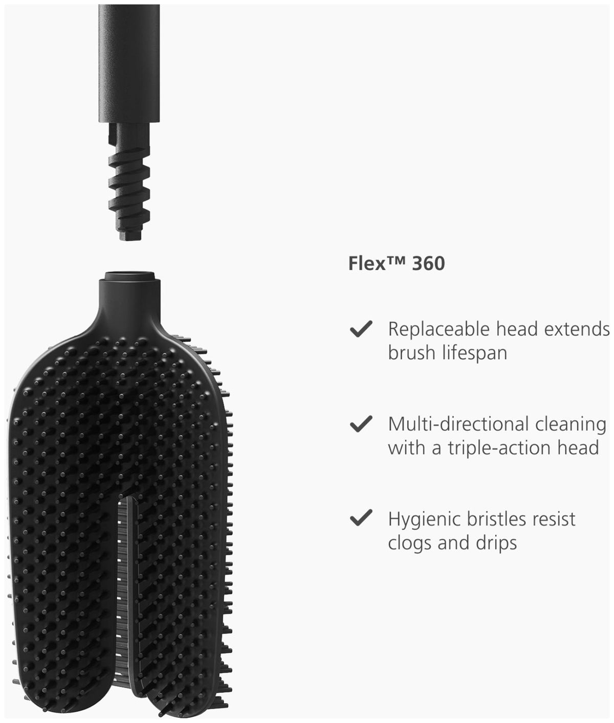 Flex 360 Lite WC Bürste schwarz in Schwarz präsentiert im Onlineshop von KAQTU Design AG. Toilettenbürste ist von Joseph Joseph