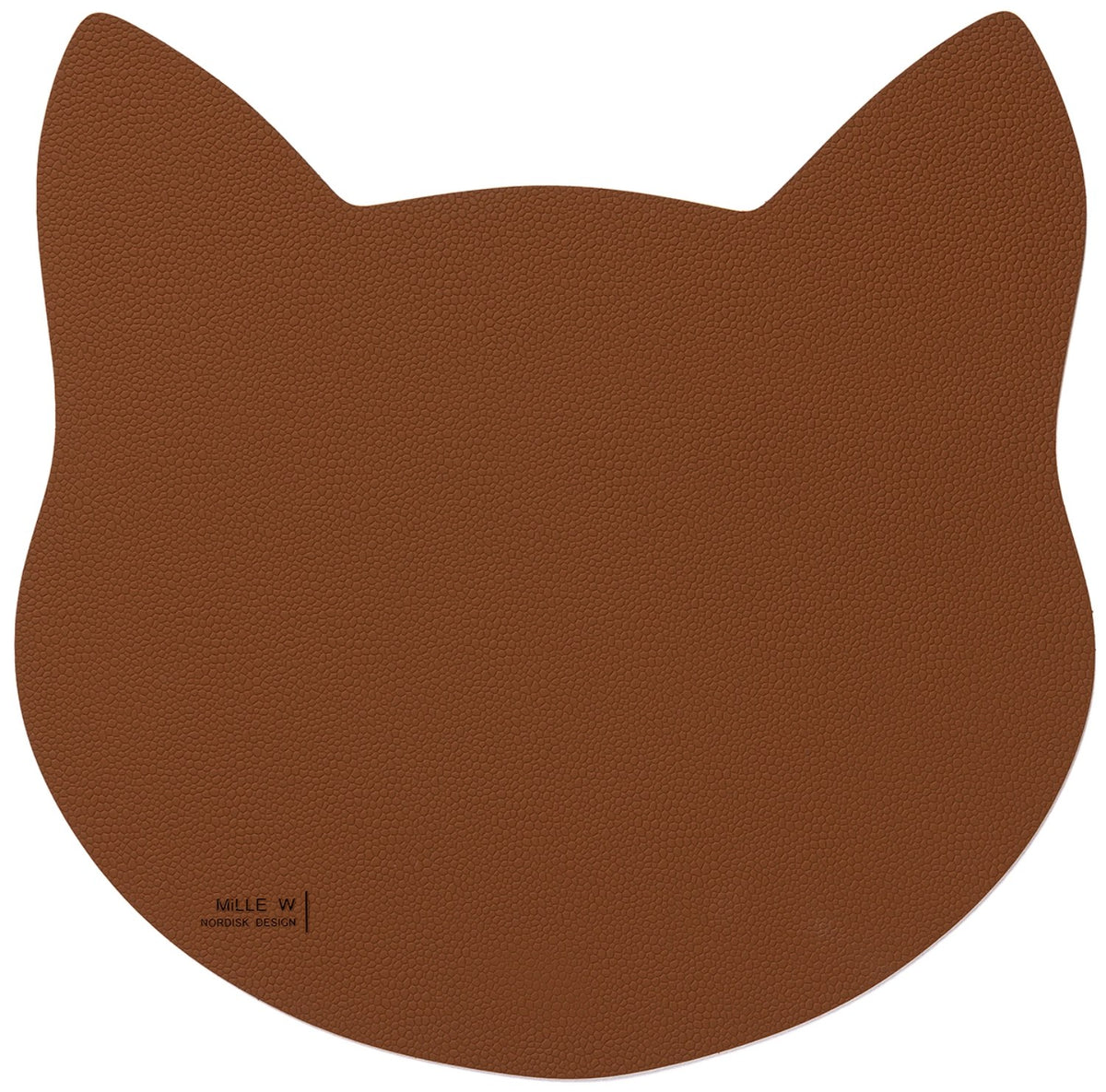 Braune Napfunterlage für Katzen in Cognac, Grösse 30x22cm, flache Bauform mit 0.2cm Höhe, Marke MiLLE W NORDISK DESIGN, Serie Alchemy Churchill.