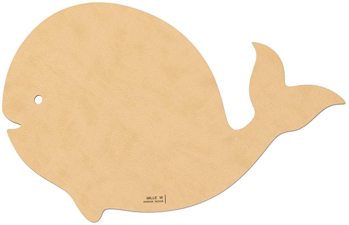 Beiges Tischset mit Wal-Motiv für Kinder, rechteckige Form, Masse 48 x 36 x 0.2 cm, Marke MiLLE W NORDISK DESIGN.