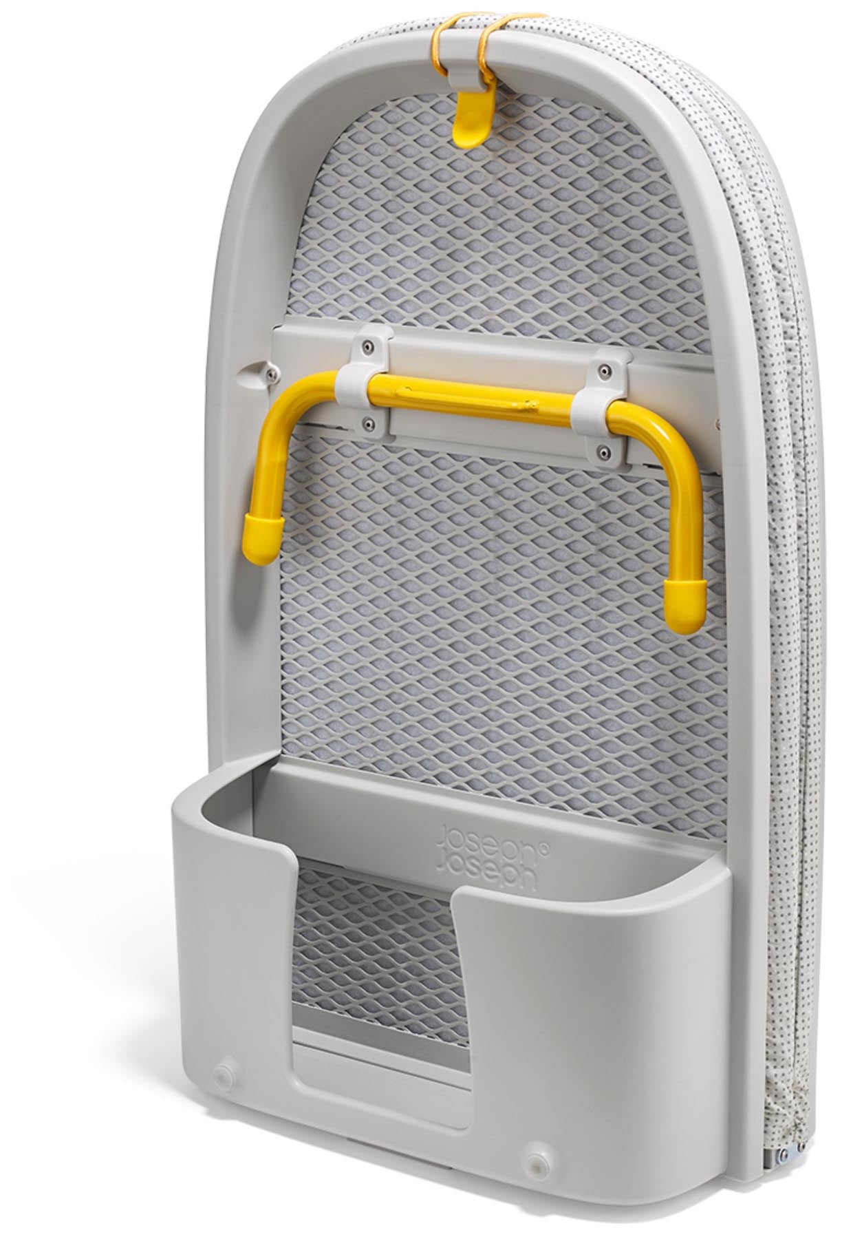 Kompaktes Pocket Max Bügelbrett in elegantem Ecru, ideal für platzsparendes Bügeln in kleinen Wohnungen und modernen Küchen.