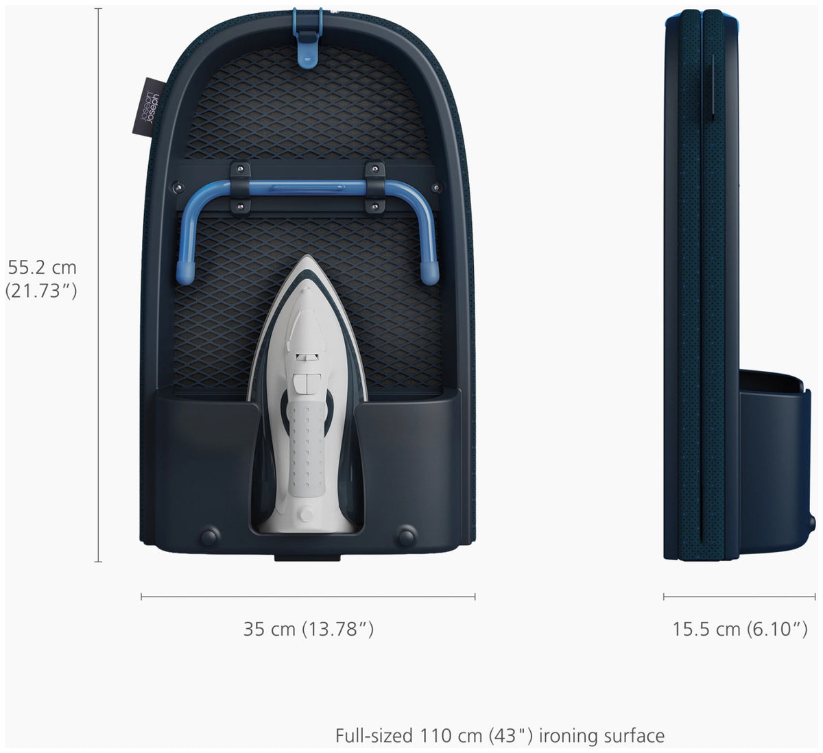 Pocket Max Plus Bügelbrett schwarz blau in Blau präsentiert im Onlineshop von KAQTU Design AG. Schneidbrett ist von Joseph Joseph