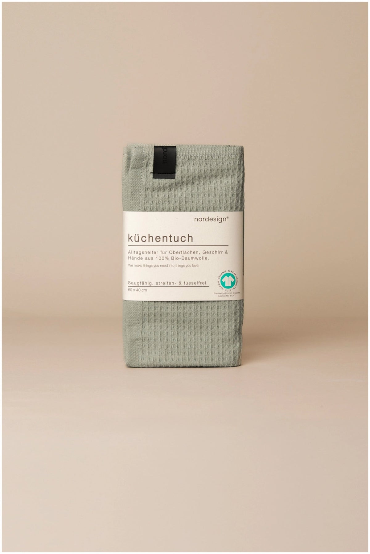 Mintgrünes Küchentuch Soft Sage von Nordesign aus Baumwolle, rechteckig, mit Label und Aufhänger