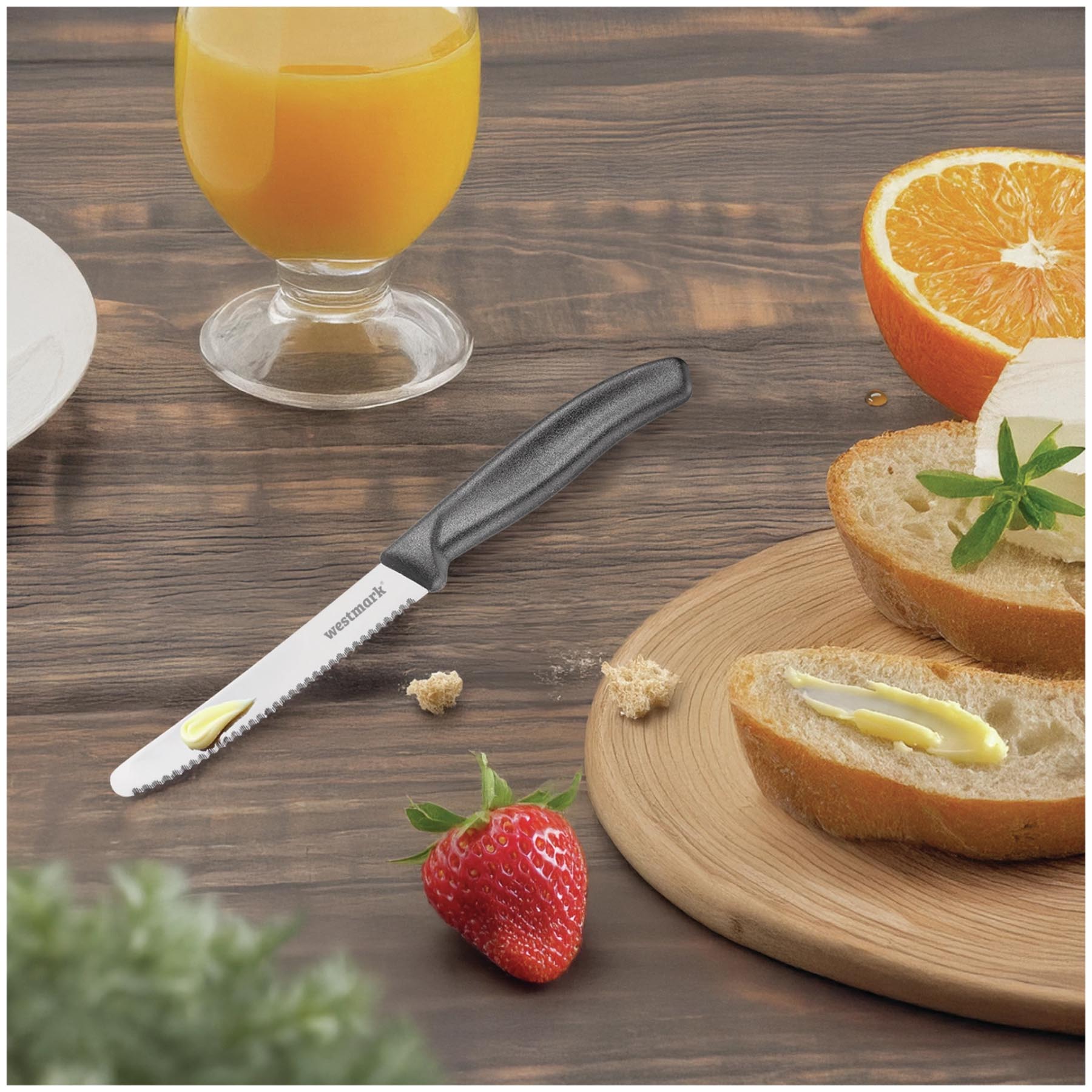 Zwei elegante Frühstücksmesser Daily-Slice von Westmark, ideal für den täglichen Gebrauch, stilvoll und funktional für jedes Frühstück.