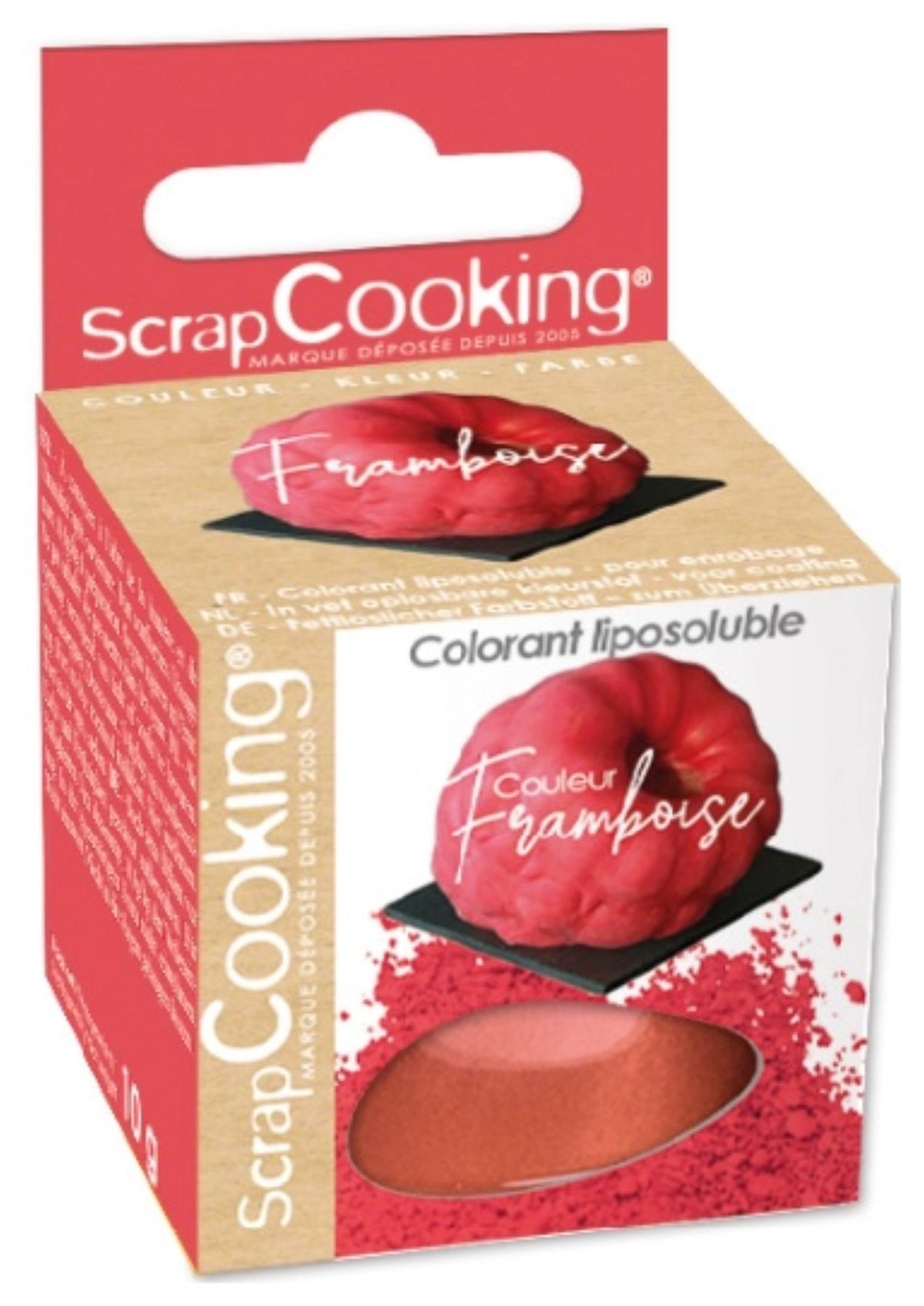 Kleine Verpackung Farbpulver Himbeer in Rot von Scrap Cooking, 10g Packung mit Pulver für die Lebensmittelfärbung beim Backen.