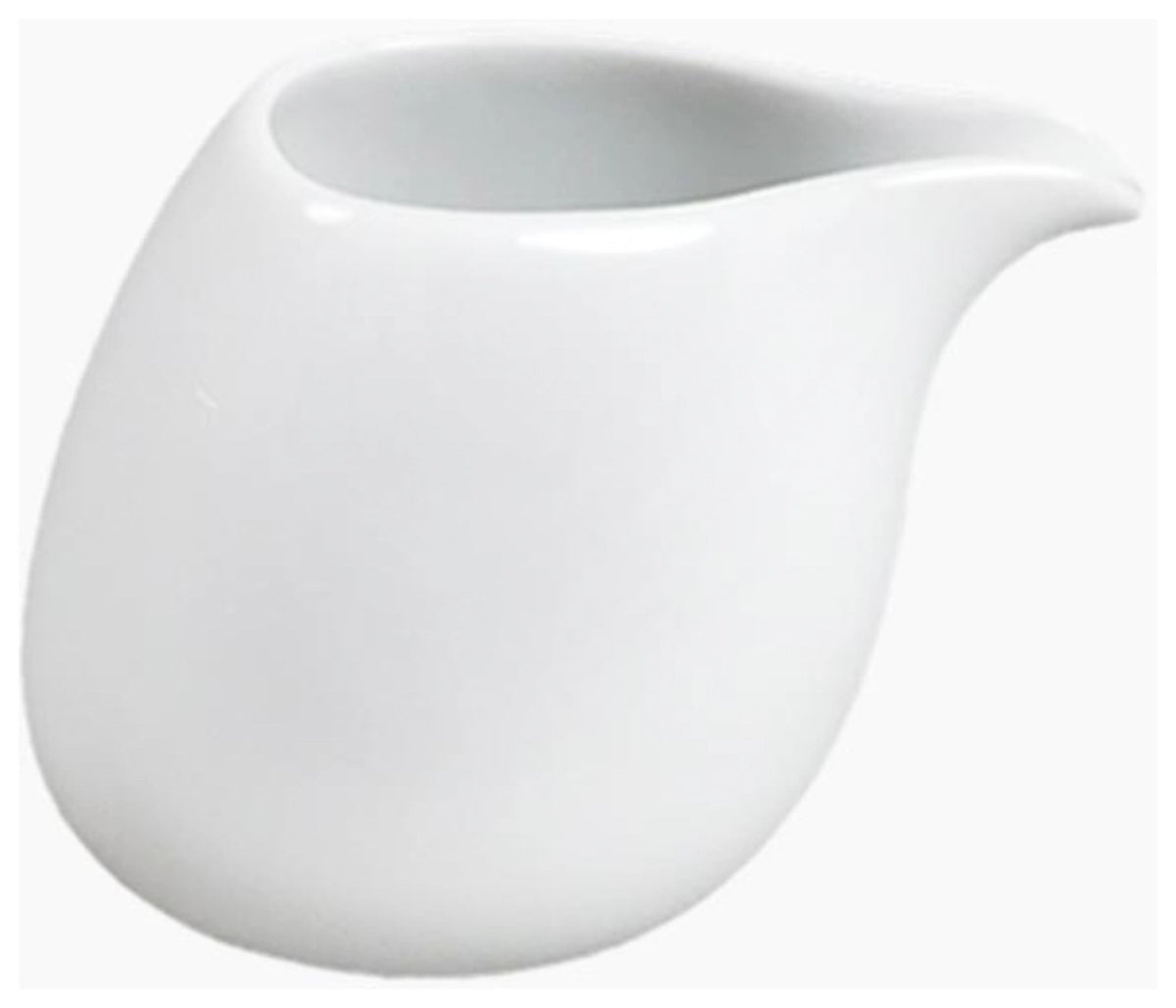 Weisse Milchkanne Isola Cremier 60ml von Costa Verde, schlichte runde Form, Teil der Isola-Linie, freigestellt fotografiert auf hellem Hintergrund.