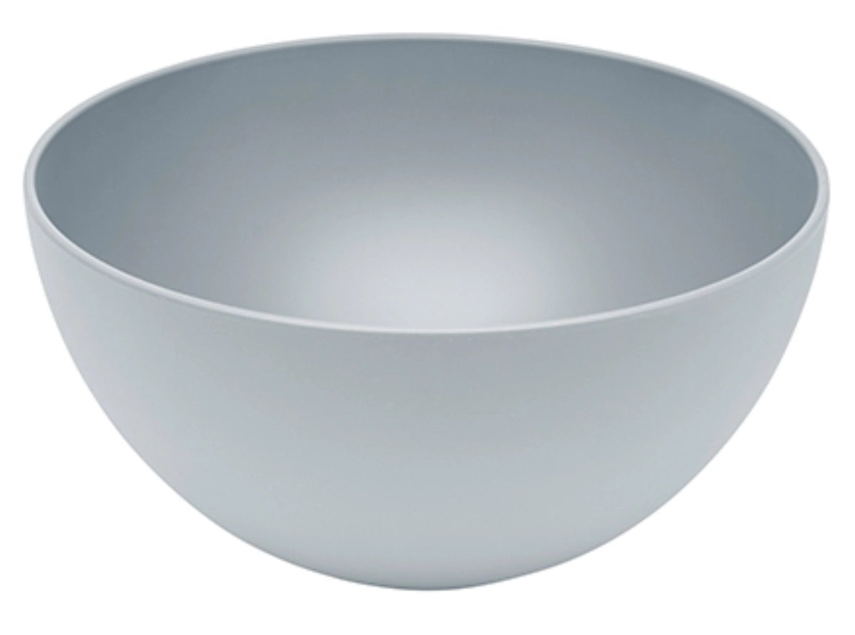Silberfarbene Schüssel aus Biopolymer-Naturmaterial von MAGU, rund geformt, Durchmesser 19.8 cm, Höhe 8.9 cm, glatte Oberfläche.