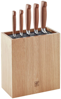 6tlg. Vier Sterne Wood Messerblock Eiche braun
