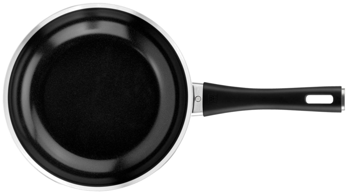Schwarze Bratpfanne aus Aluminium mit Keramikbeschichtung, rundem Boden und Griff, Modell Lumotion 28cm von Zwilling